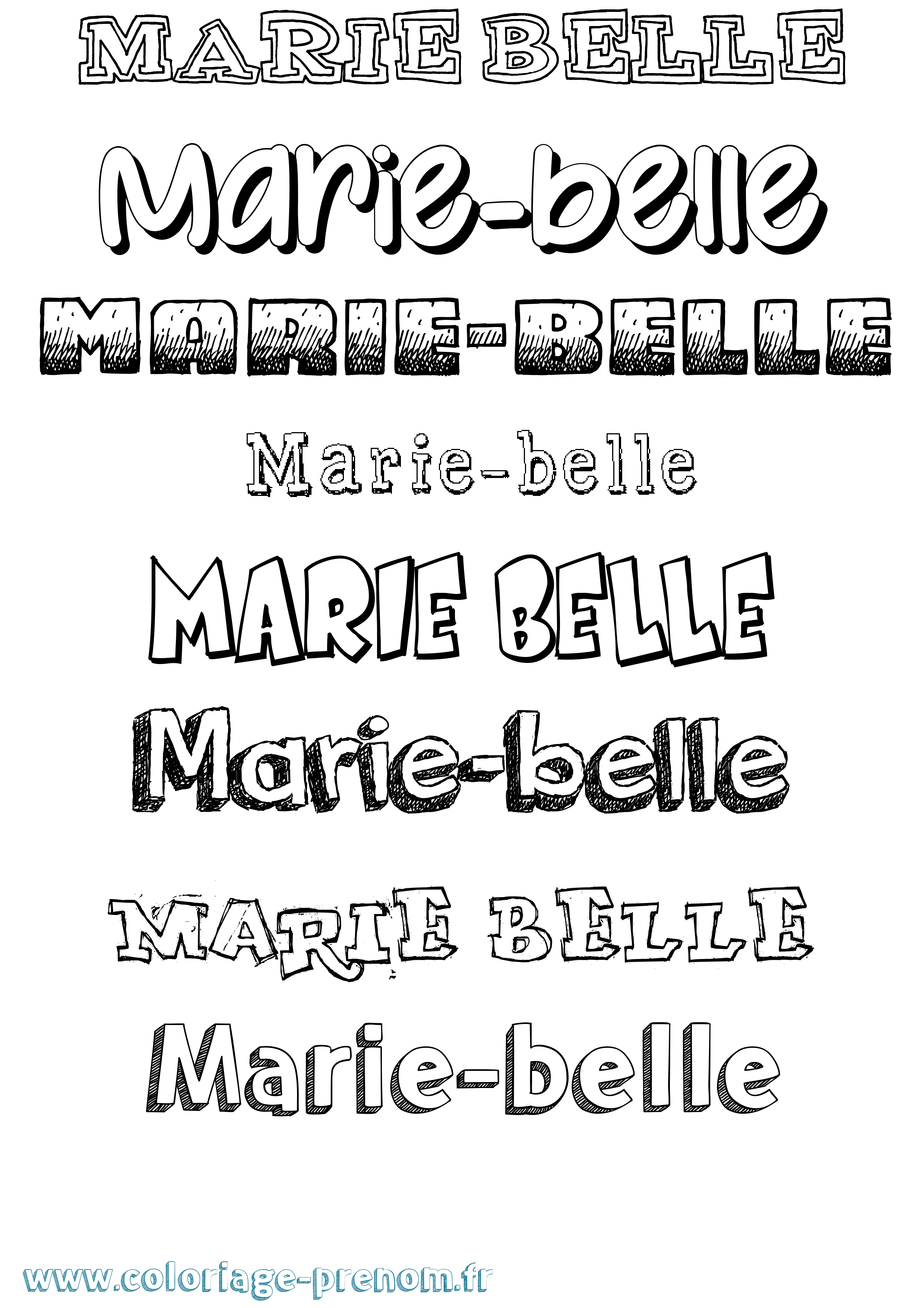 Coloriage Marie-Belle Dessiné Coloriage prénom Marie-Belle Dessiné