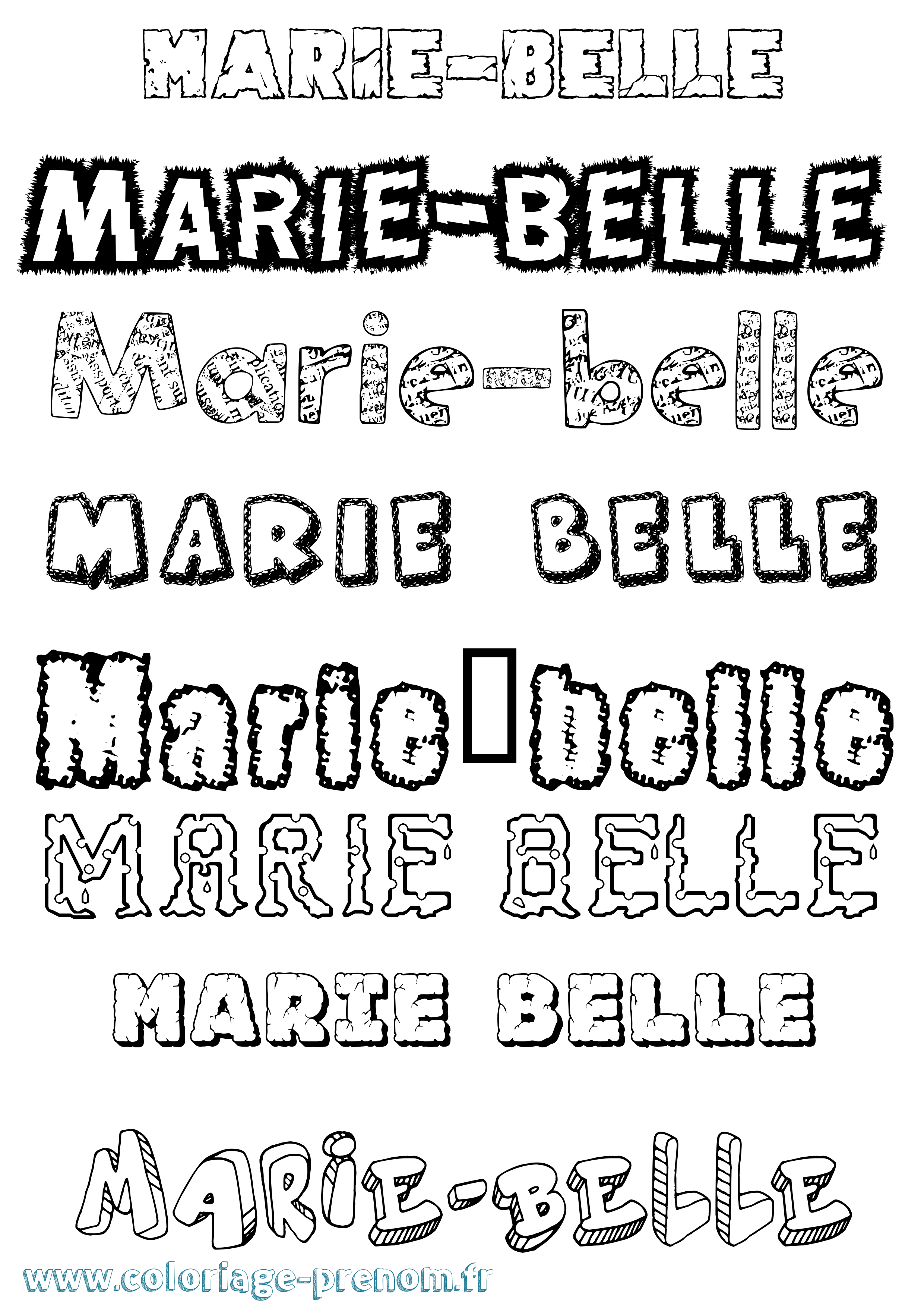 Coloriage Marie-Belle Destructuré Coloriage prénom Marie-Belle Destructuré