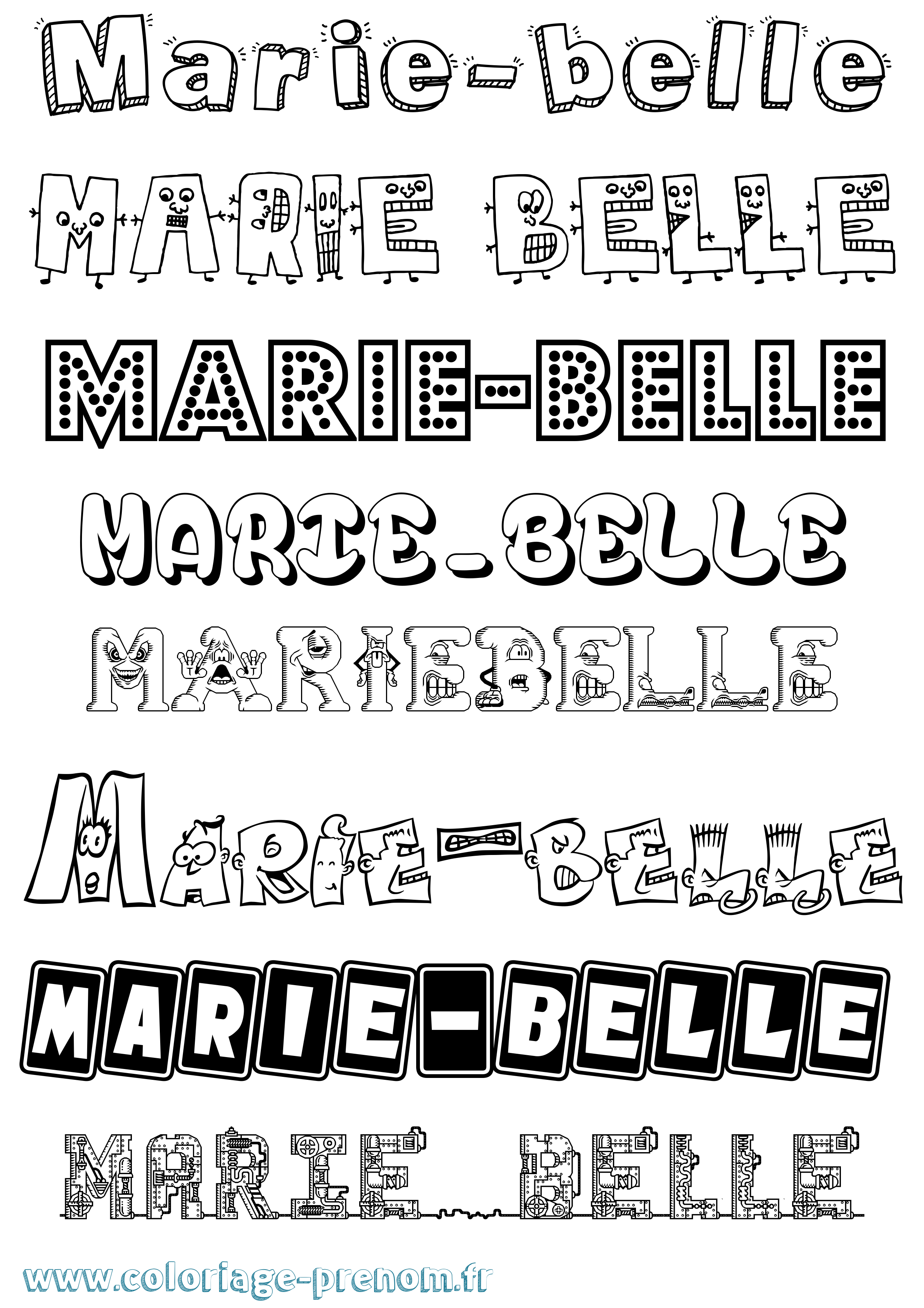 Coloriage Marie-Belle Fun Coloriage prénom Marie-Belle Fun