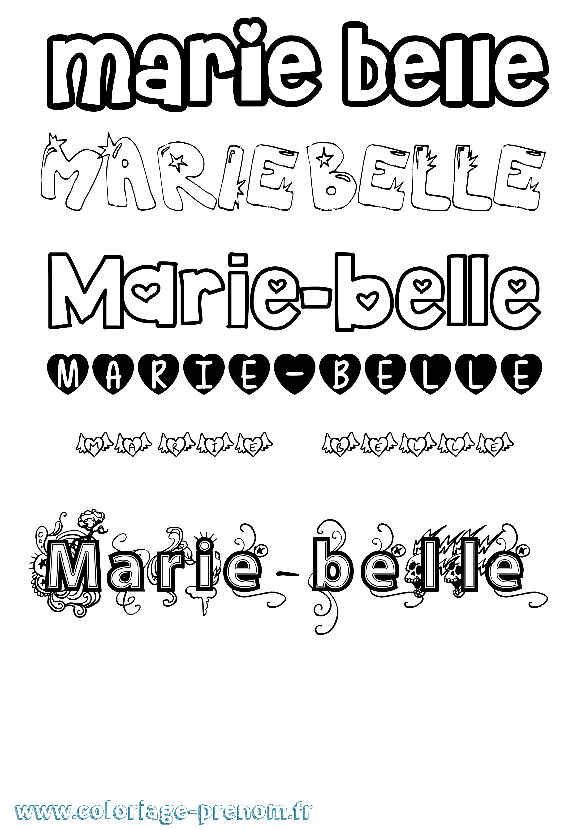 Coloriage Marie-Belle Girly Coloriage prénom Marie-Belle Girly