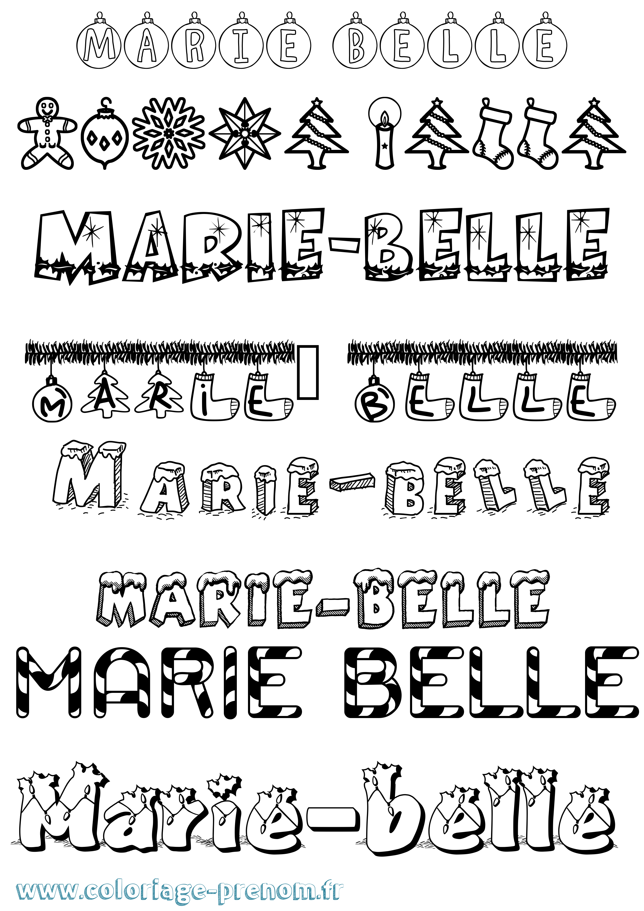 Coloriage Marie-Belle Noël Coloriage prénom Marie-Belle Noël