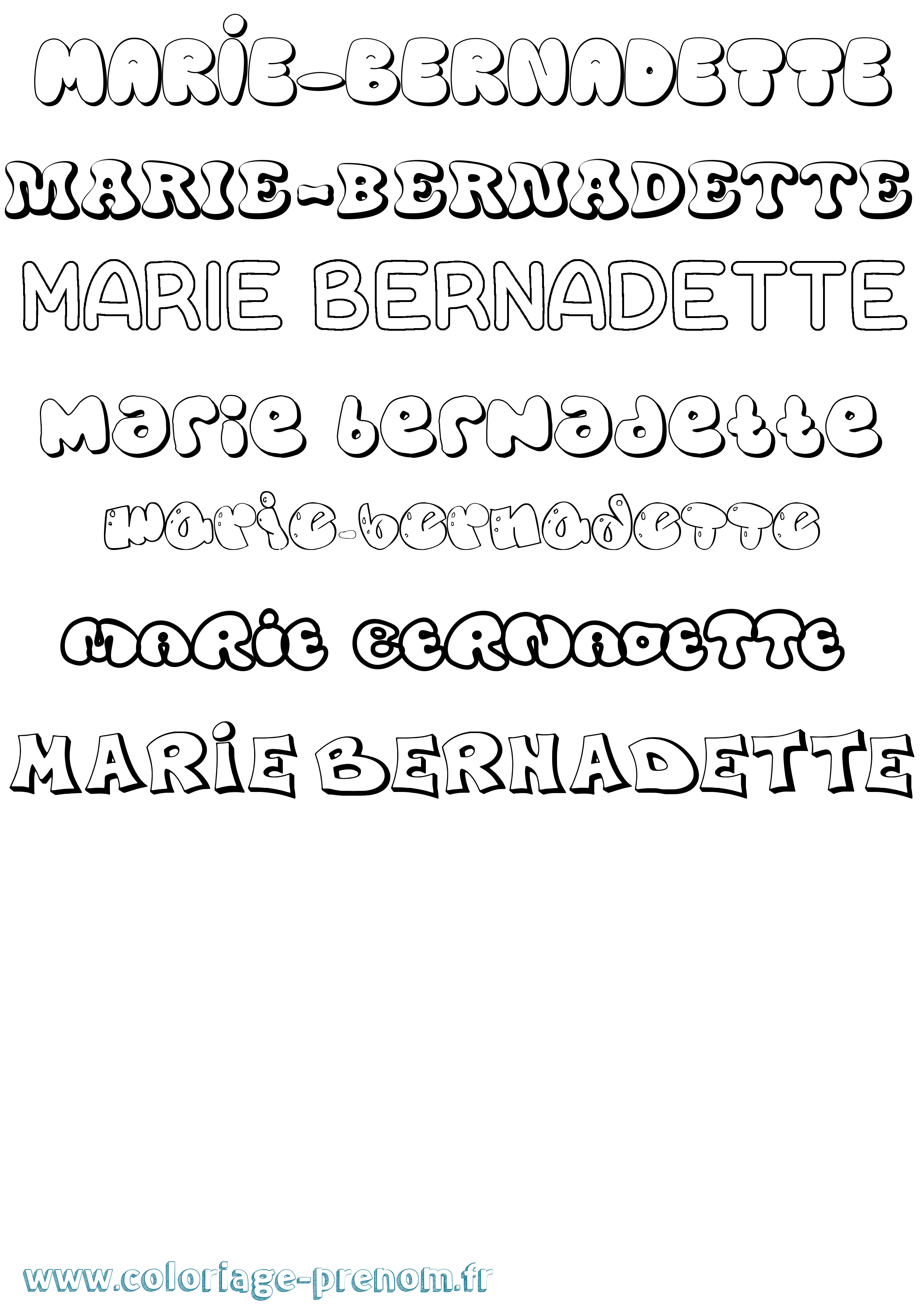 Coloriage Marie-Bernadette Bubble Coloriage prénom Marie-Bernadette Bubble