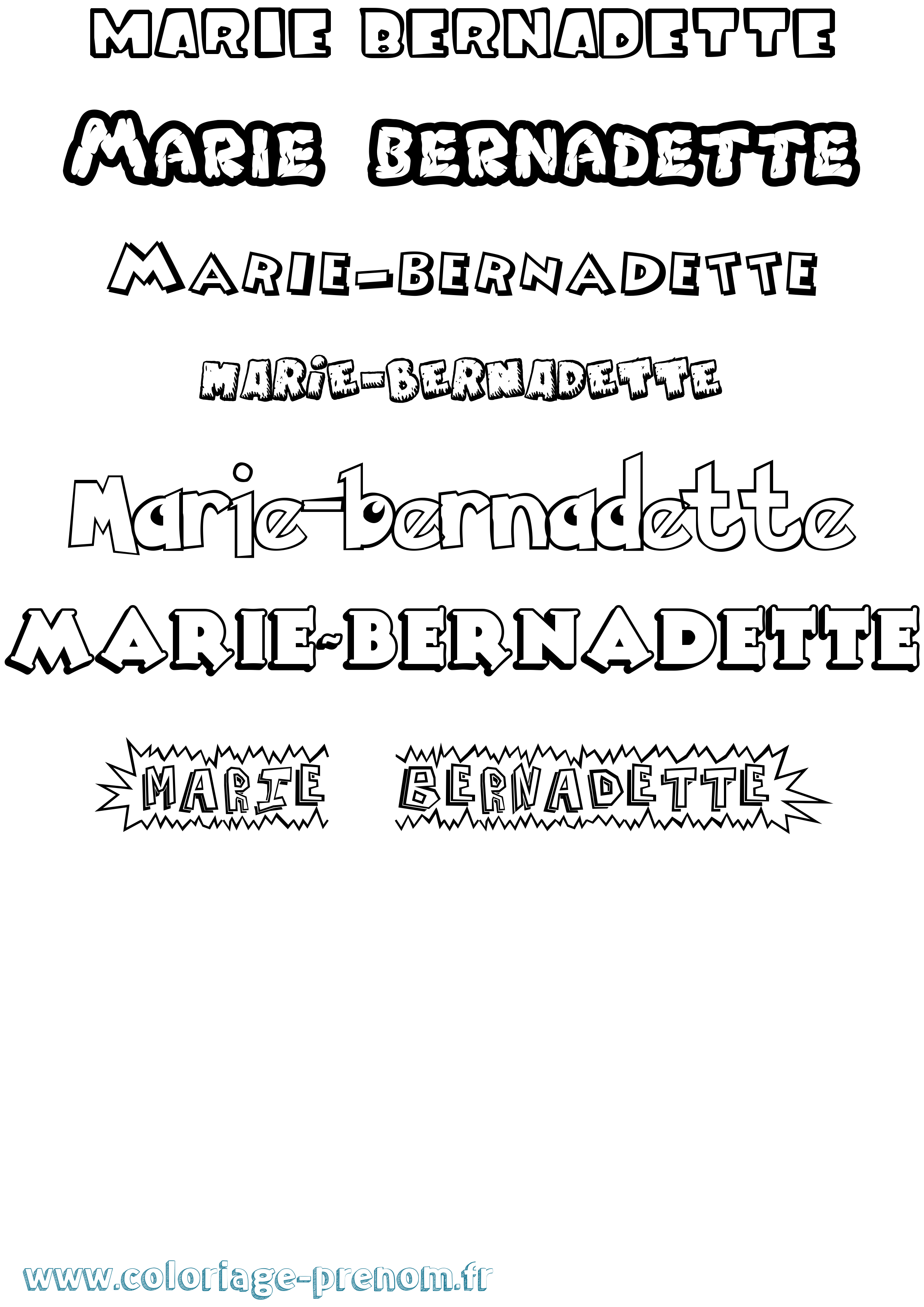 Coloriage Marie-Bernadette Dessin Animé Coloriage prénom Marie-Bernadette Dessin Animé
