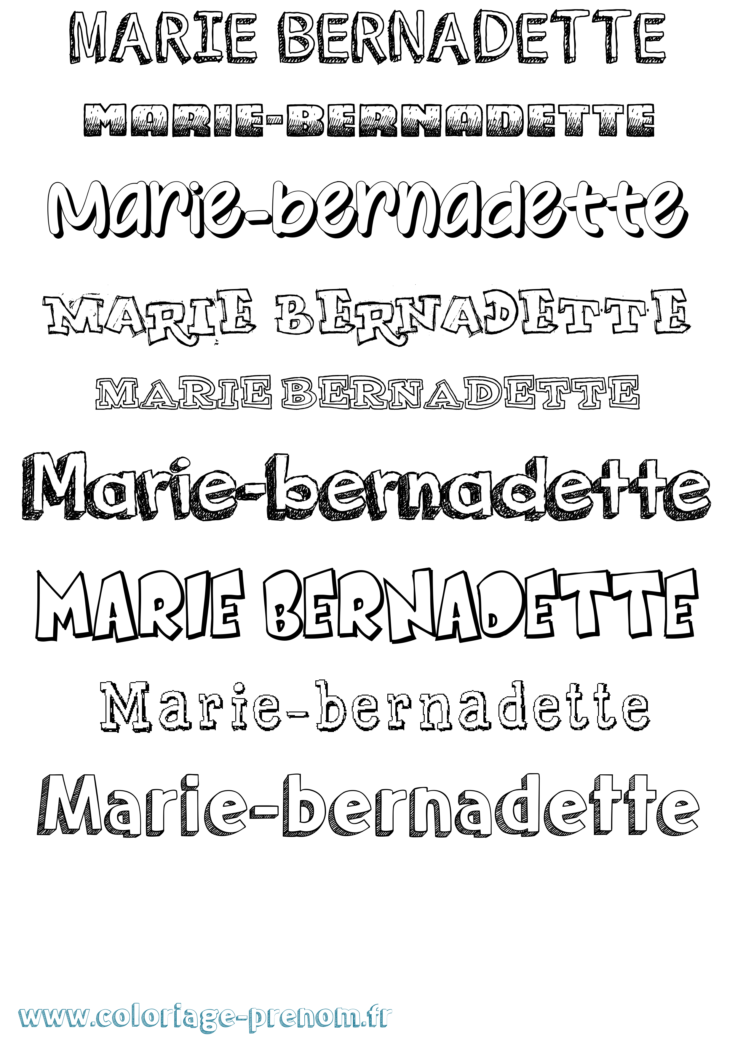 Coloriage Marie-Bernadette Dessiné Coloriage prénom Marie-Bernadette Dessiné