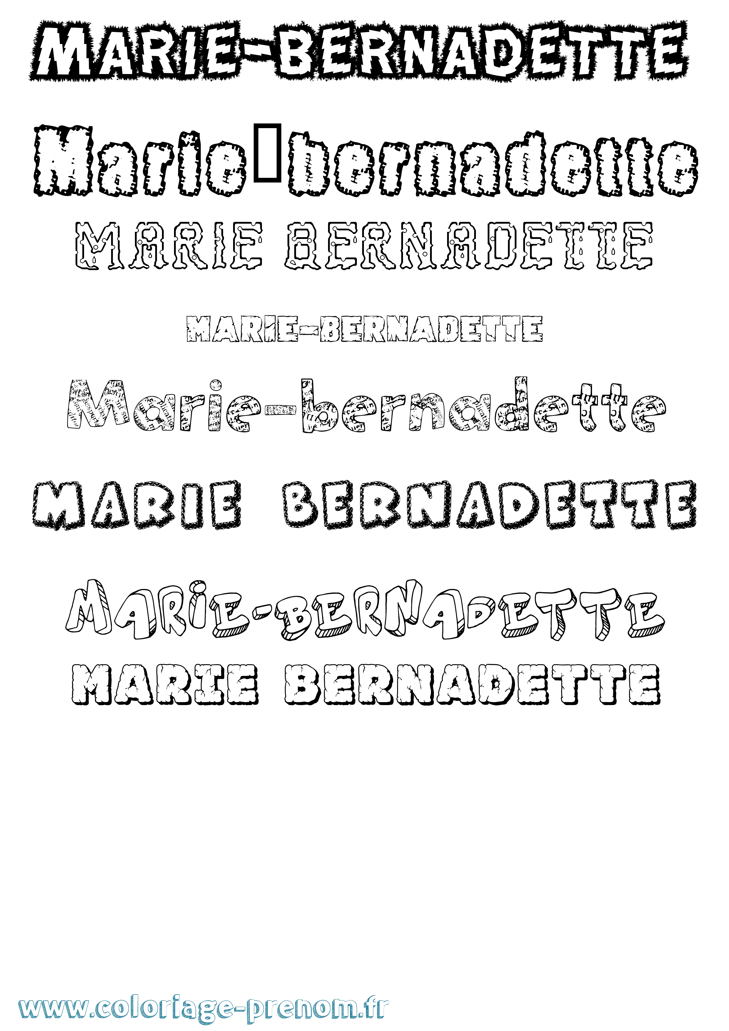 Coloriage Marie-Bernadette Destructuré Coloriage prénom Marie-Bernadette Destructuré
