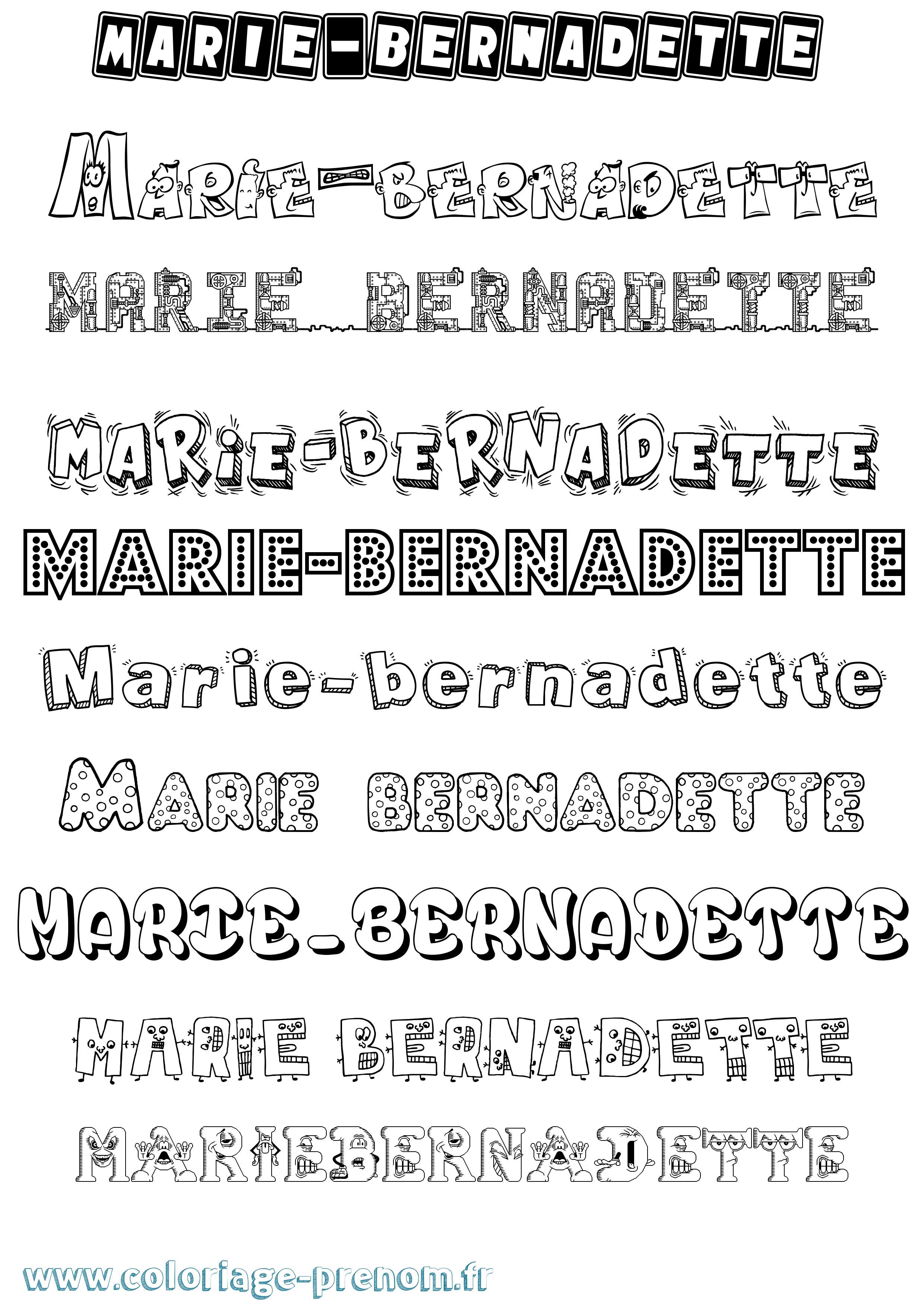 Coloriage Marie-Bernadette Fun Coloriage prénom Marie-Bernadette Fun