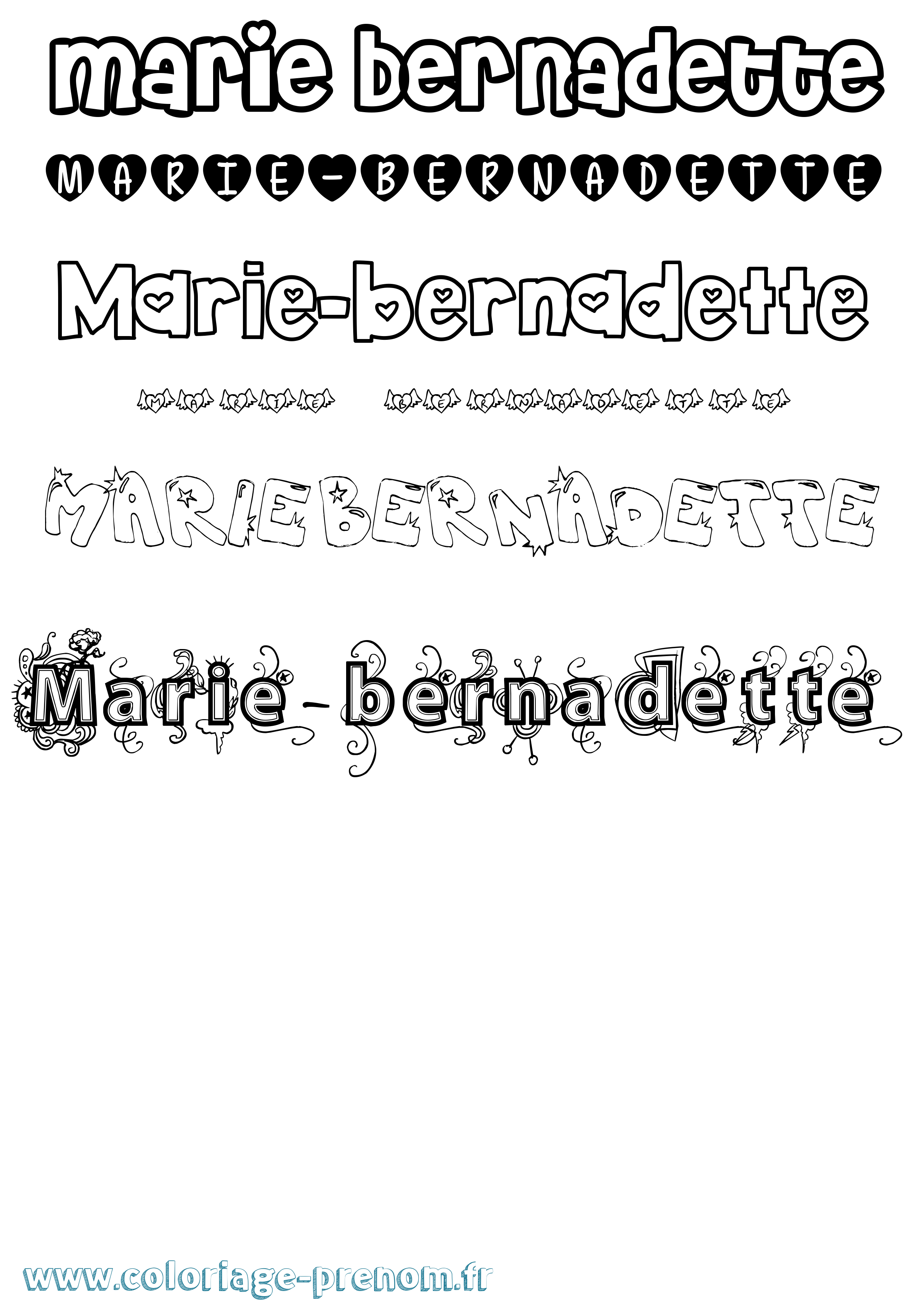 Coloriage Marie-Bernadette Girly Coloriage prénom Marie-Bernadette Girly