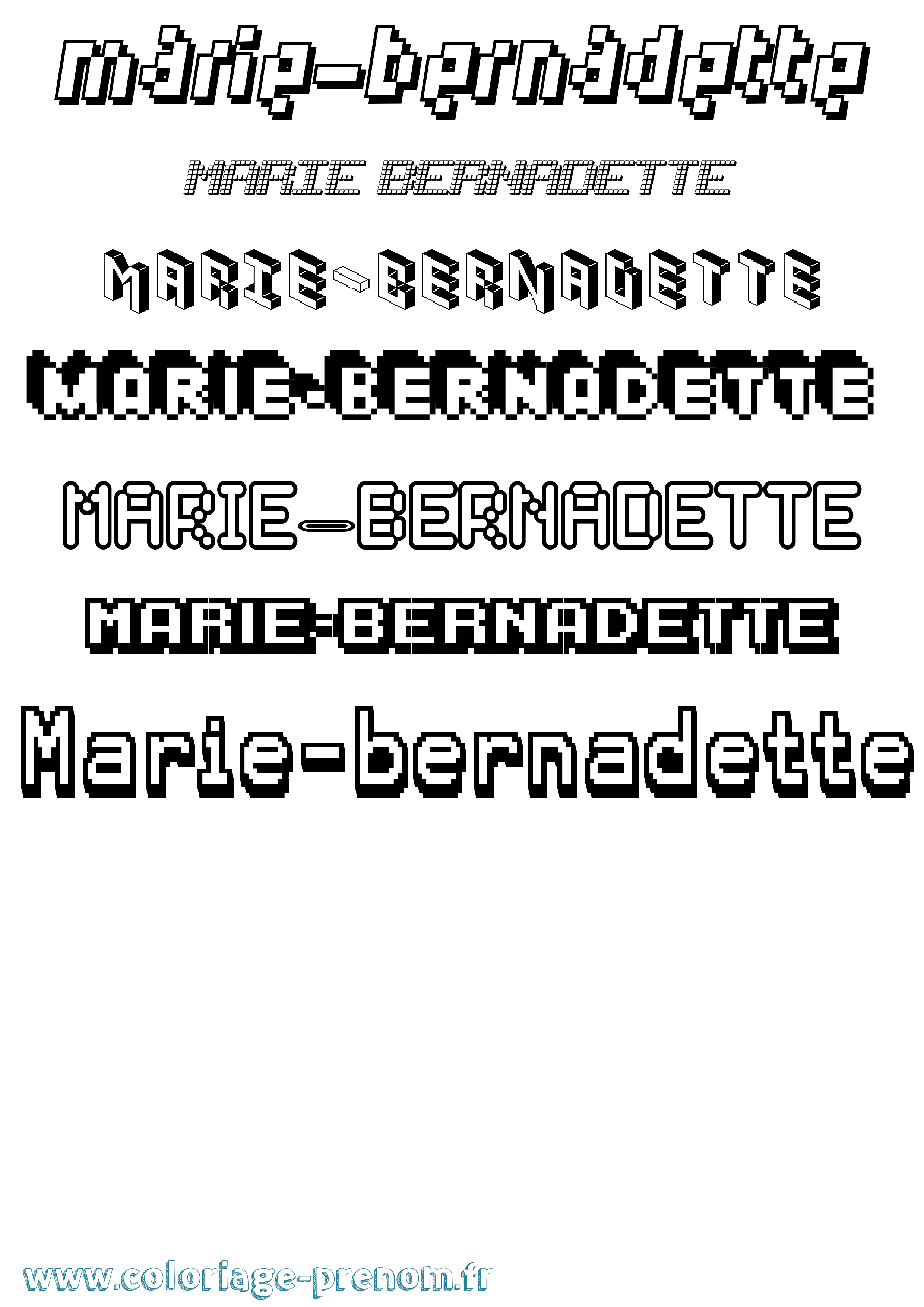 Coloriage Marie-Bernadette Pixel Coloriage prénom Marie-Bernadette Pixel
