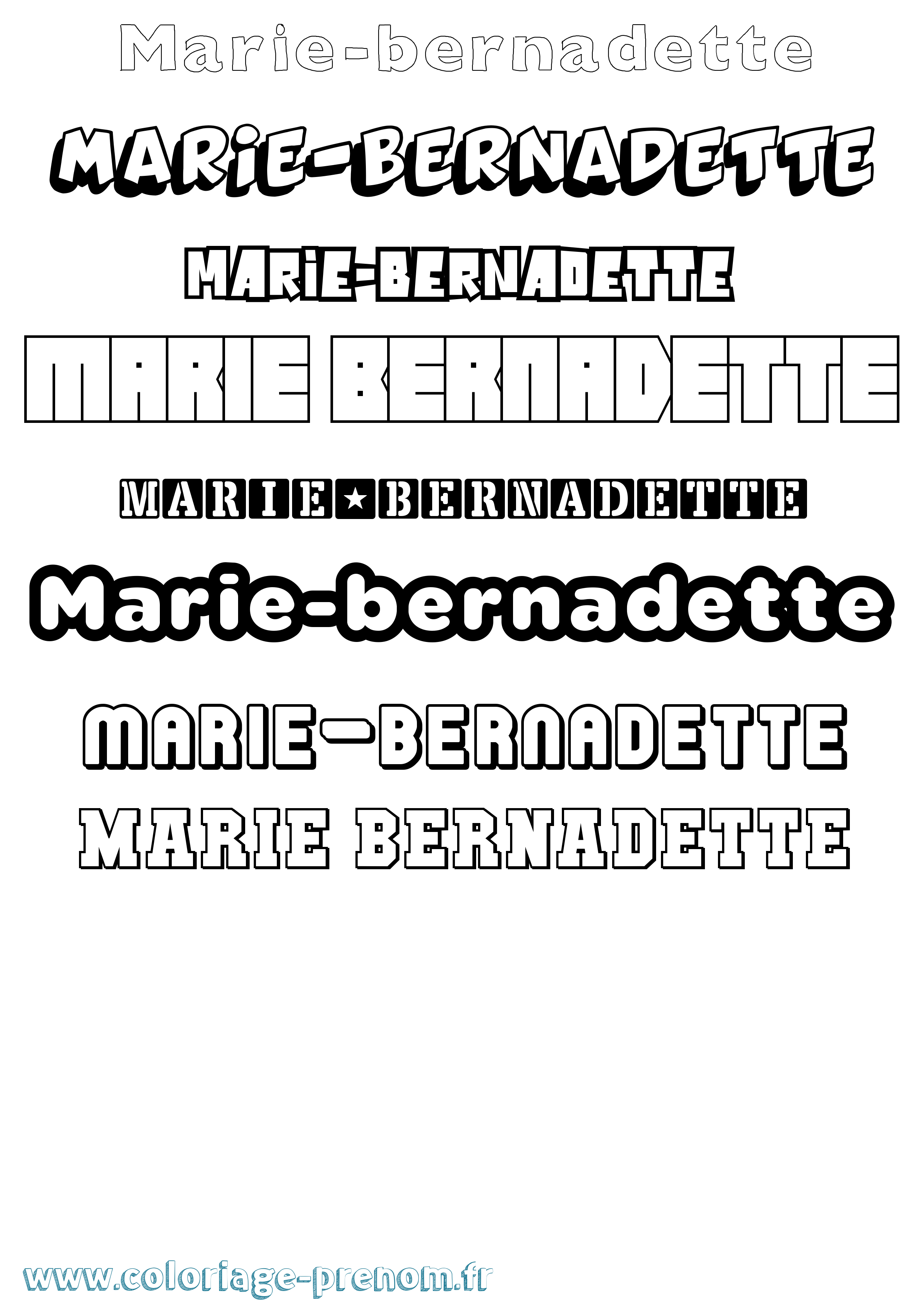 Coloriage Marie-Bernadette Simple Coloriage prénom Marie-Bernadette Simple