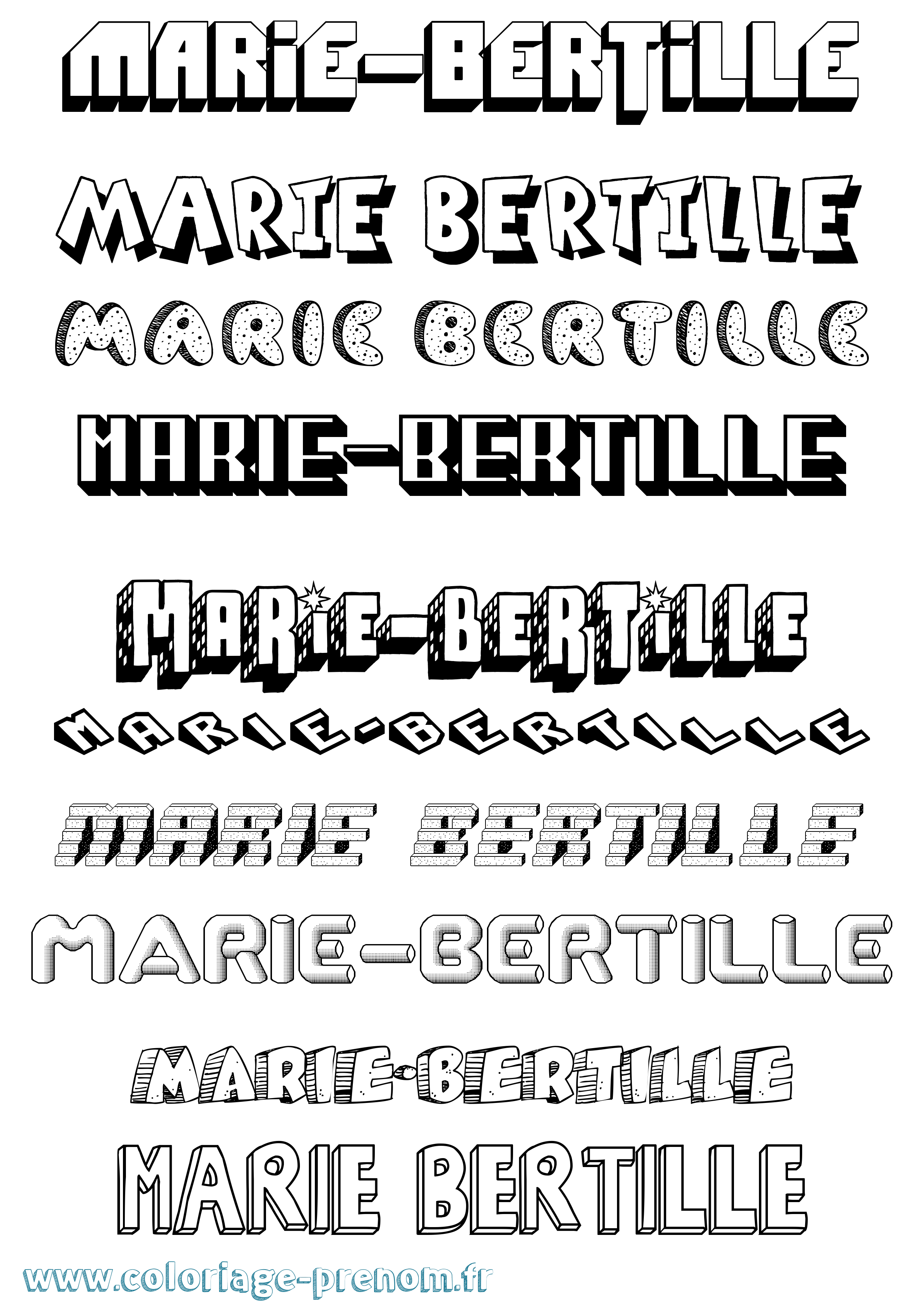 Coloriage Marie-Bertille Effet 3D Coloriage prénom Marie-Bertille Effet 3D