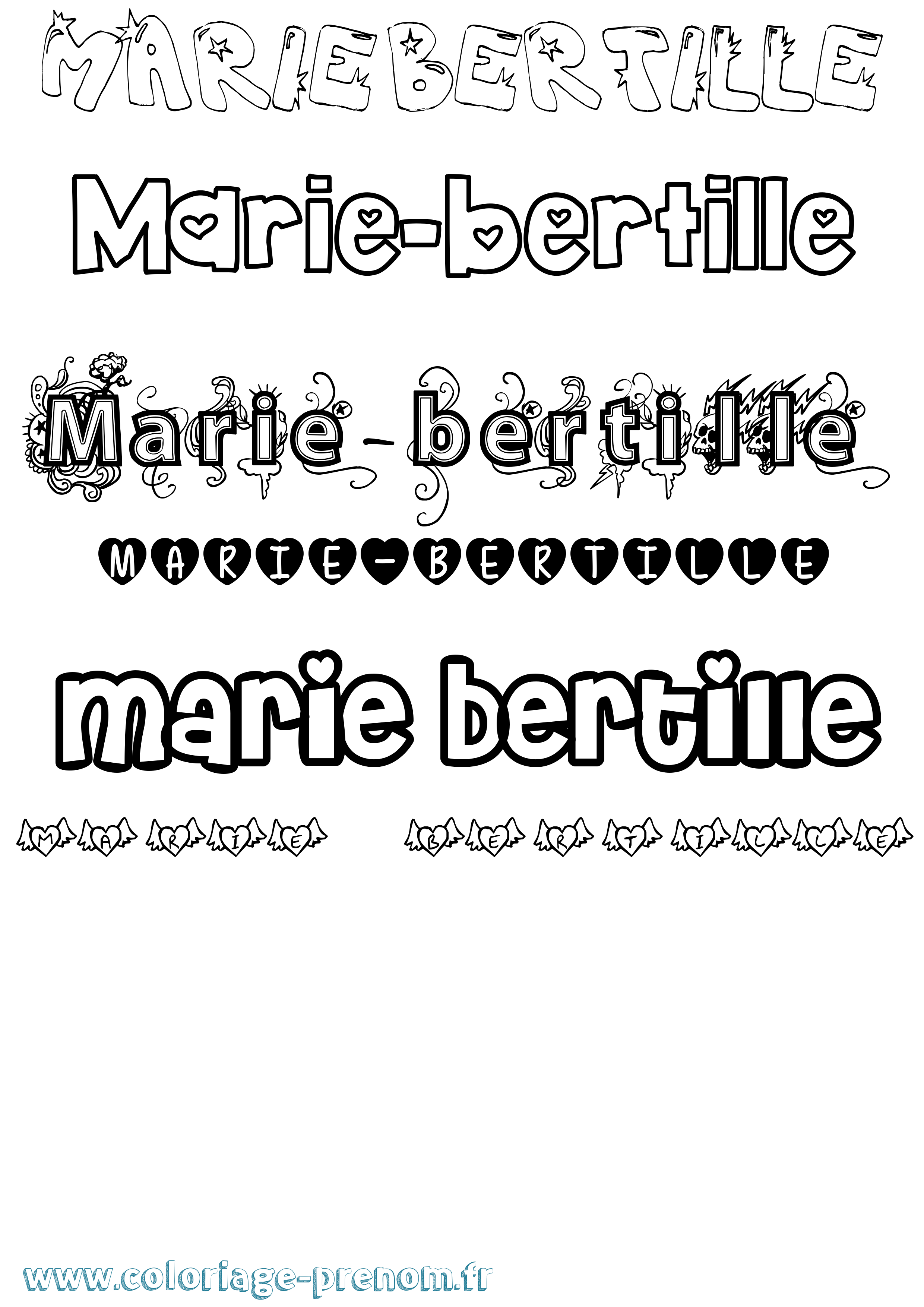 Coloriage Marie-Bertille Girly Coloriage prénom Marie-Bertille Girly