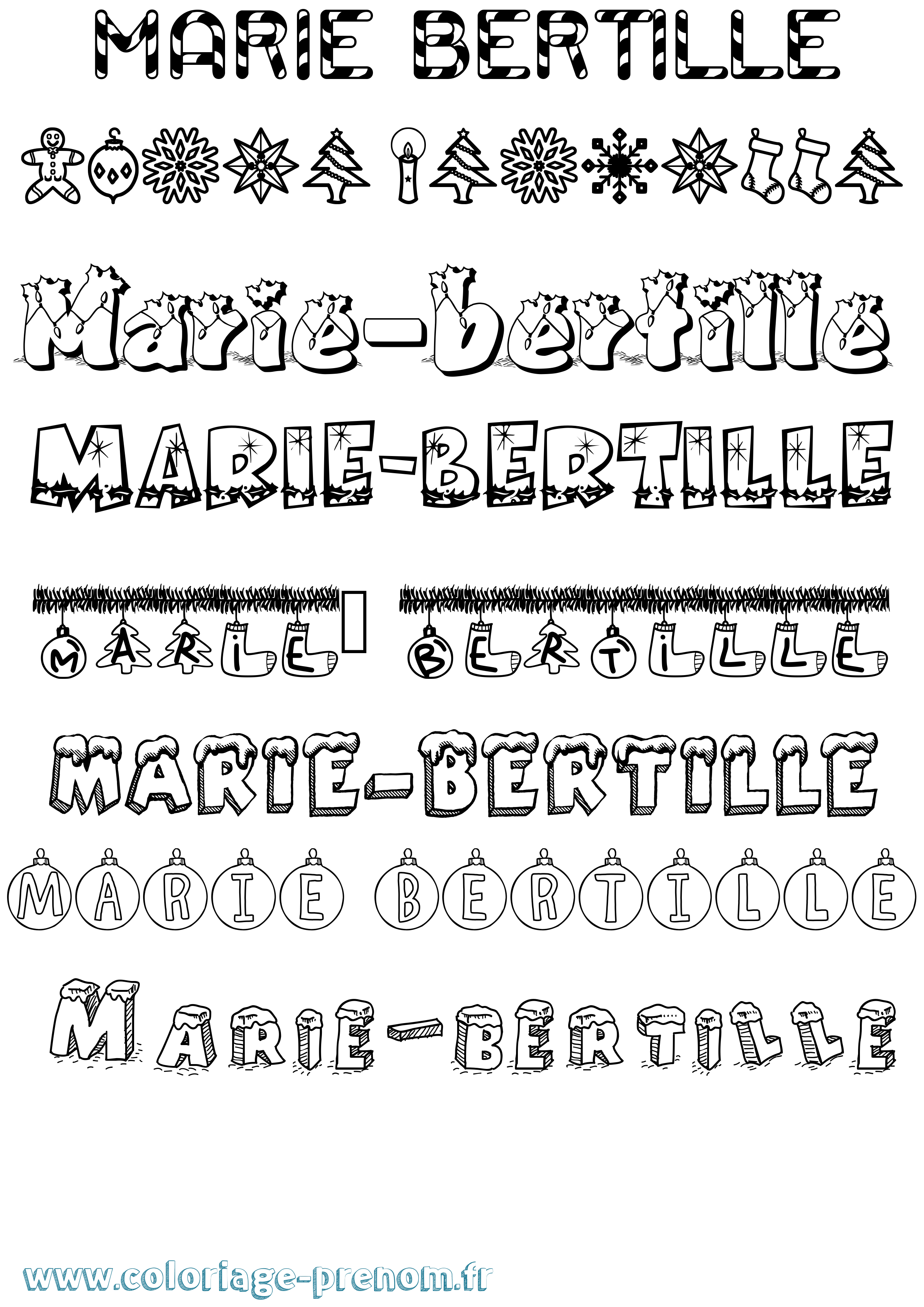 Coloriage Marie-Bertille Noël Coloriage prénom Marie-Bertille Noël