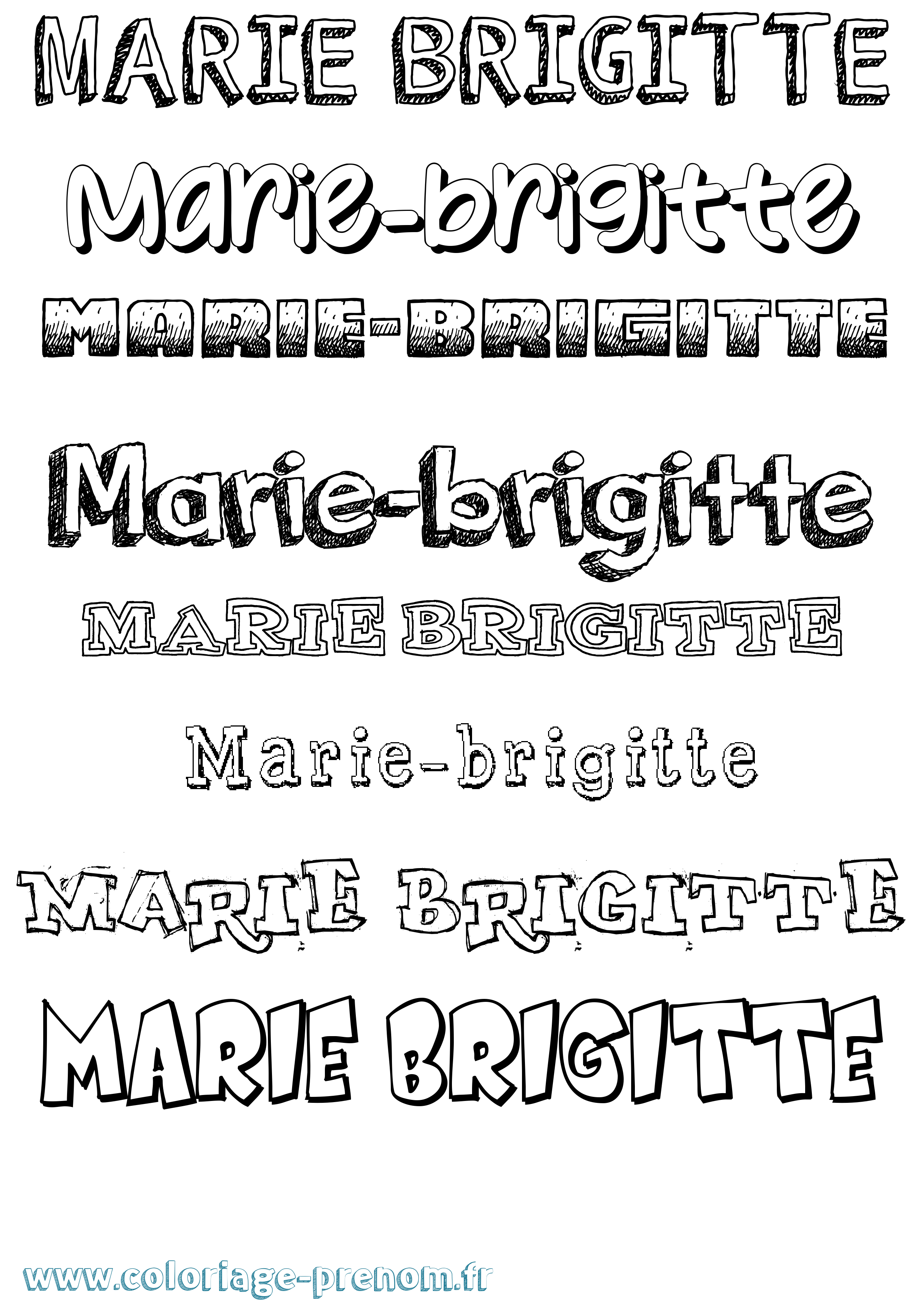 Coloriage Marie-Brigitte Dessiné Coloriage prénom Marie-Brigitte Dessiné
