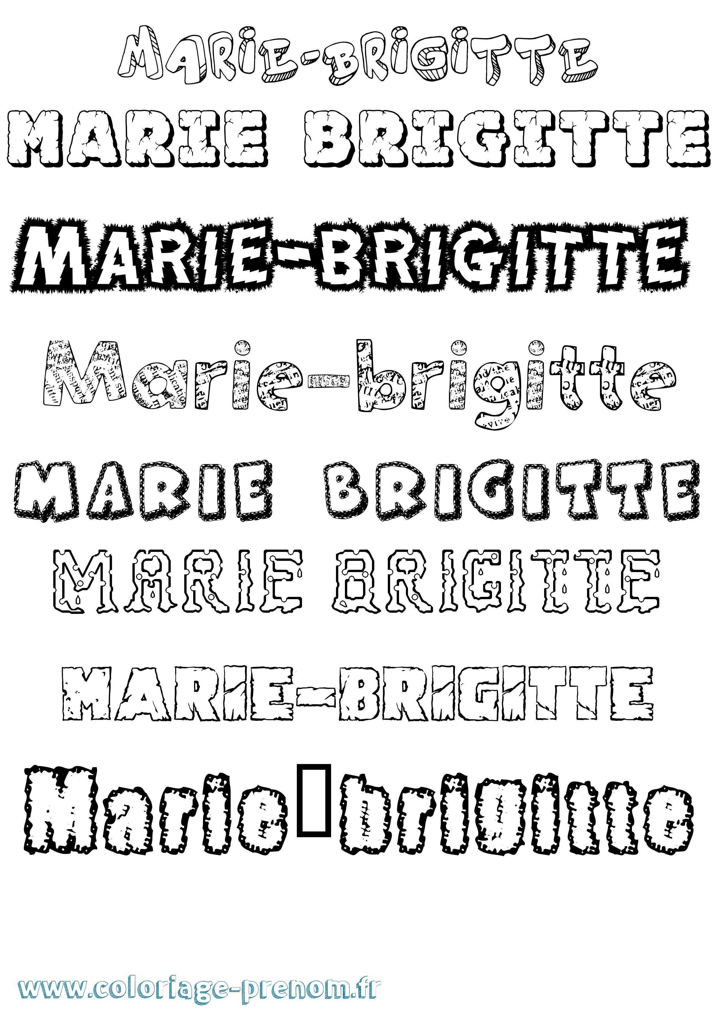 Coloriage Marie-Brigitte Destructuré Coloriage prénom Marie-Brigitte Destructuré