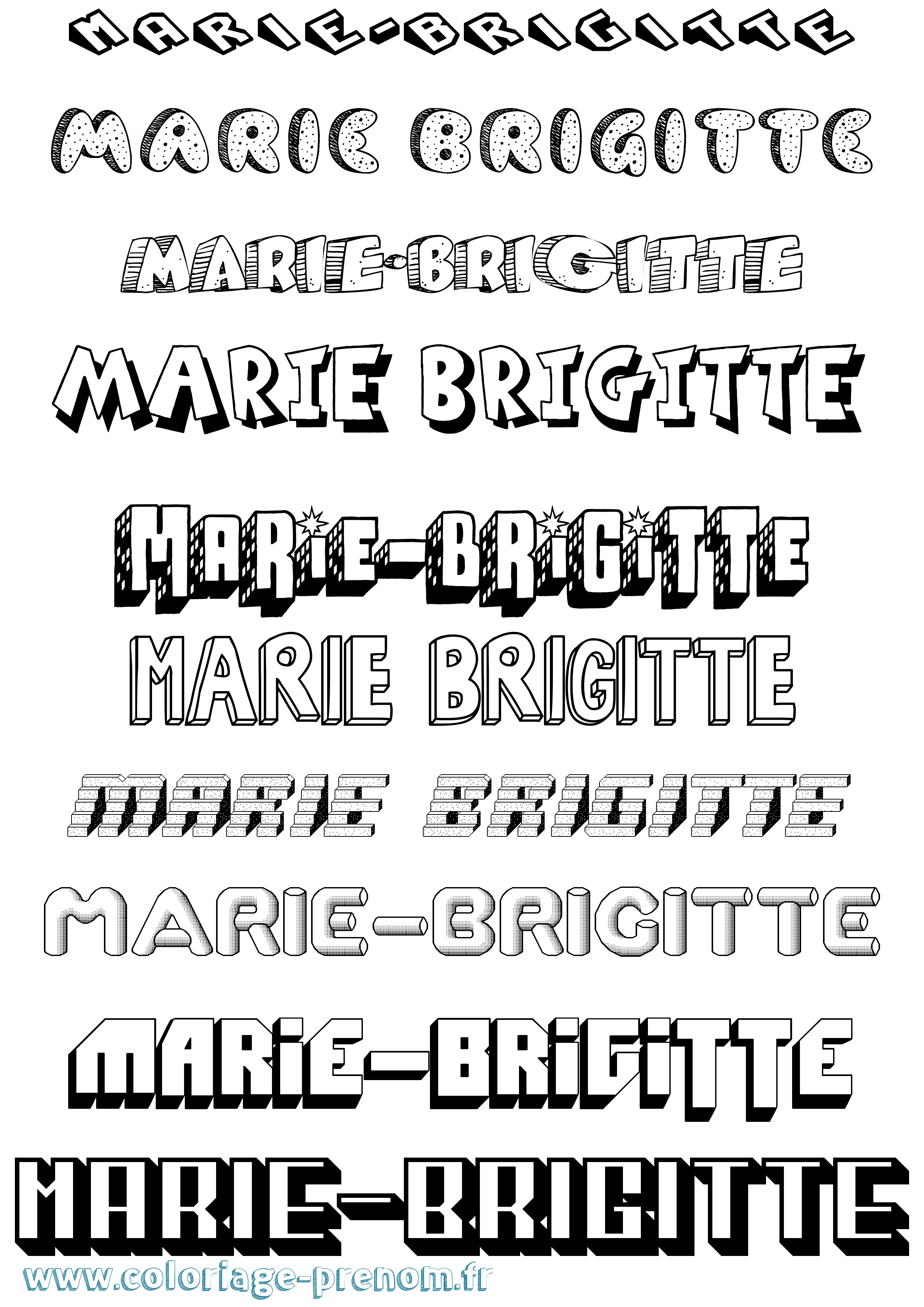 Coloriage Marie-Brigitte Effet 3D Coloriage prénom Marie-Brigitte Effet 3D