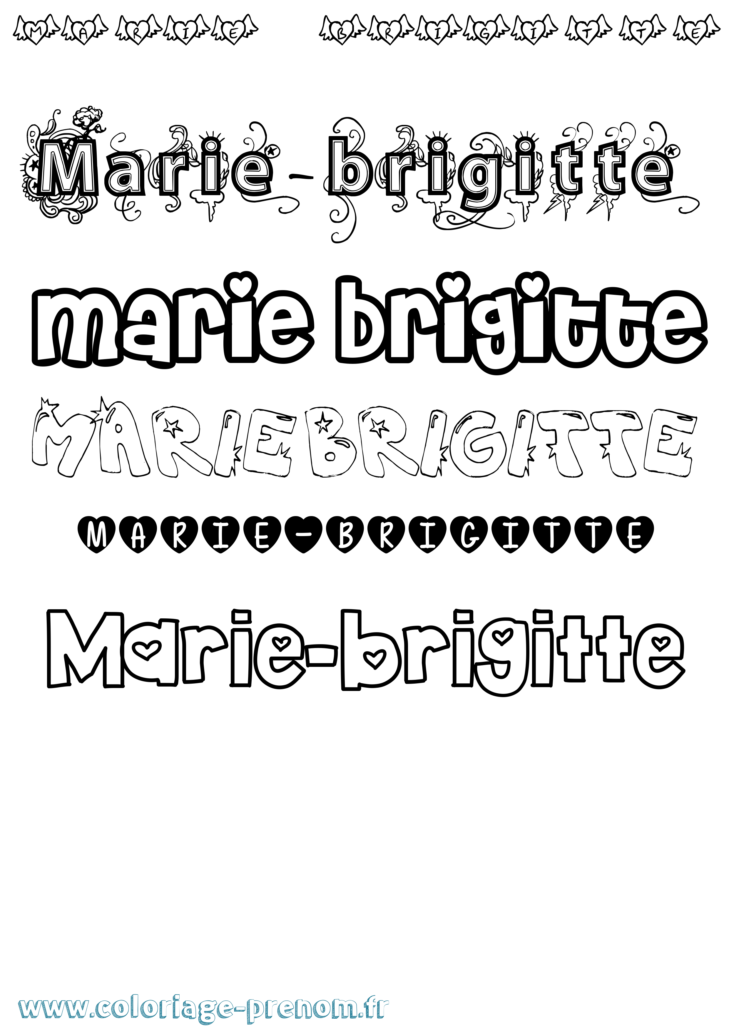 Coloriage Marie-Brigitte Girly Coloriage prénom Marie-Brigitte Girly