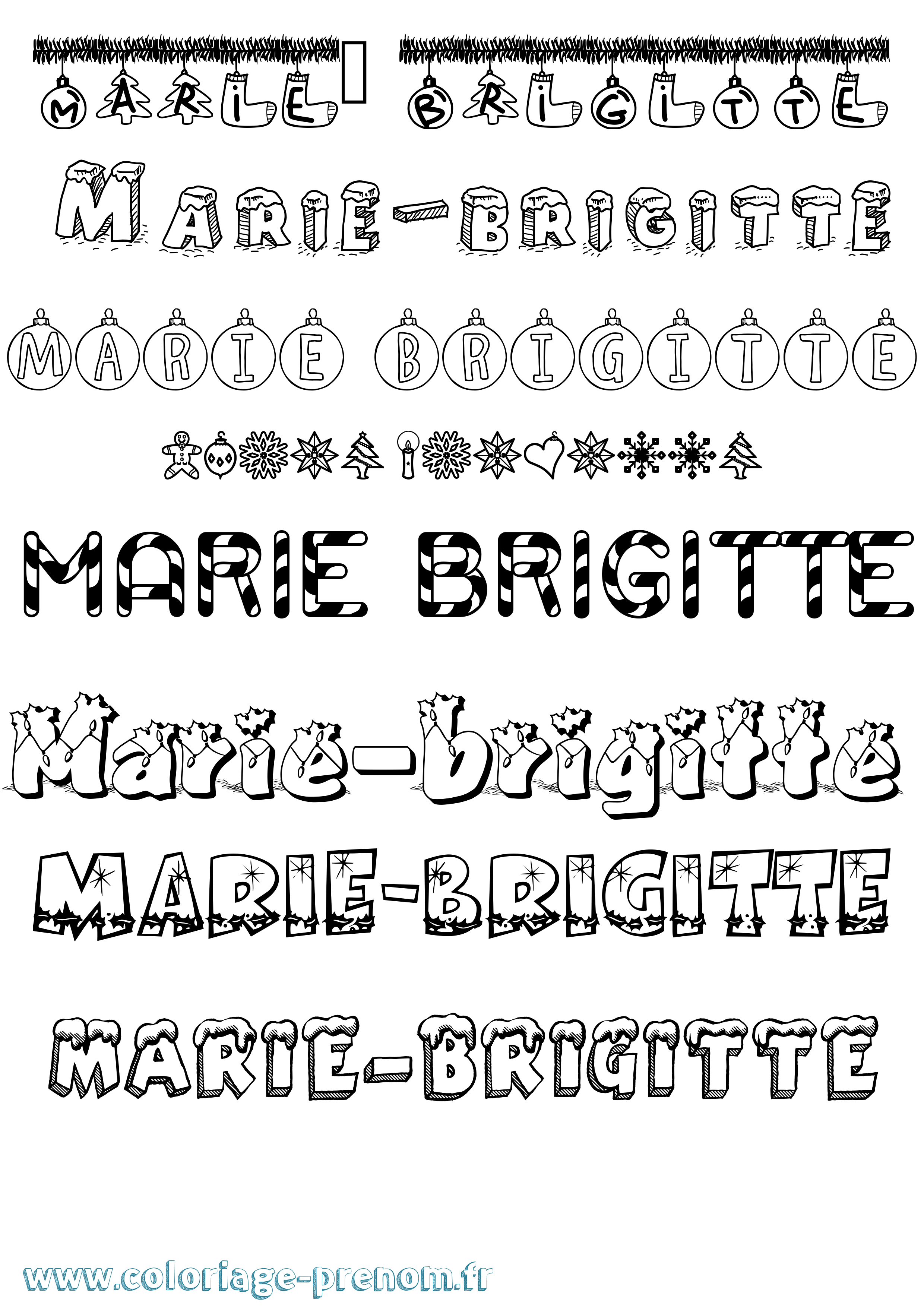 Coloriage Marie-Brigitte Noël Coloriage prénom Marie-Brigitte Noël