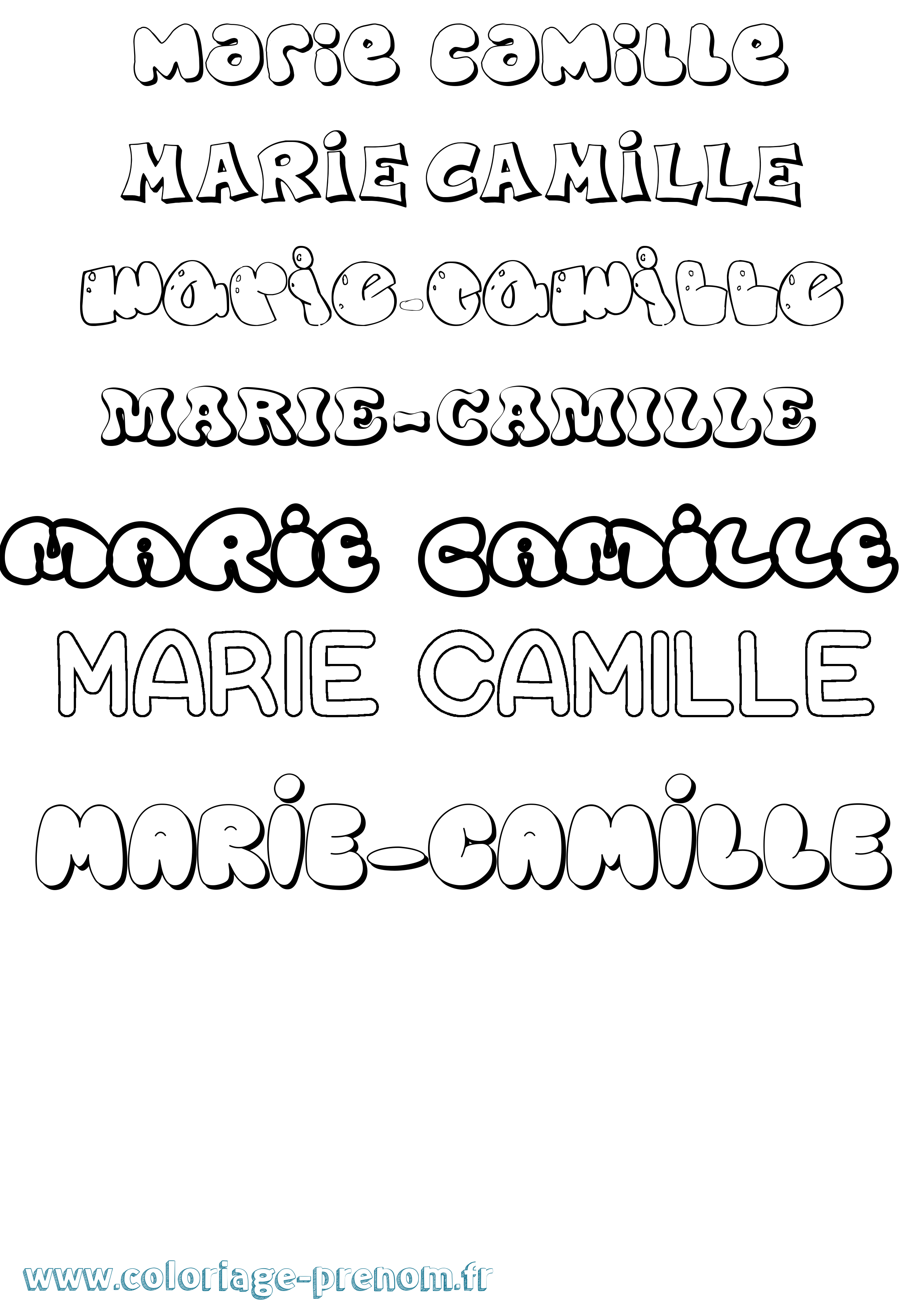 Coloriage Marie-Camille Bubble Coloriage prénom Marie-Camille Bubble
