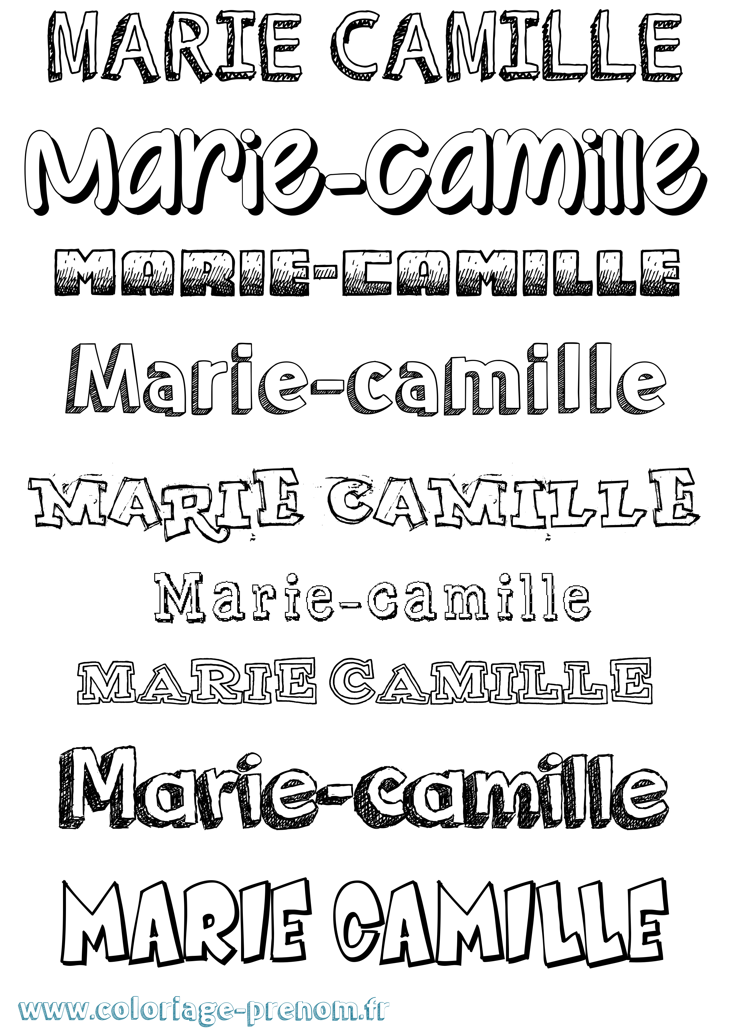 Coloriage Marie-Camille Dessiné Coloriage prénom Marie-Camille Dessiné