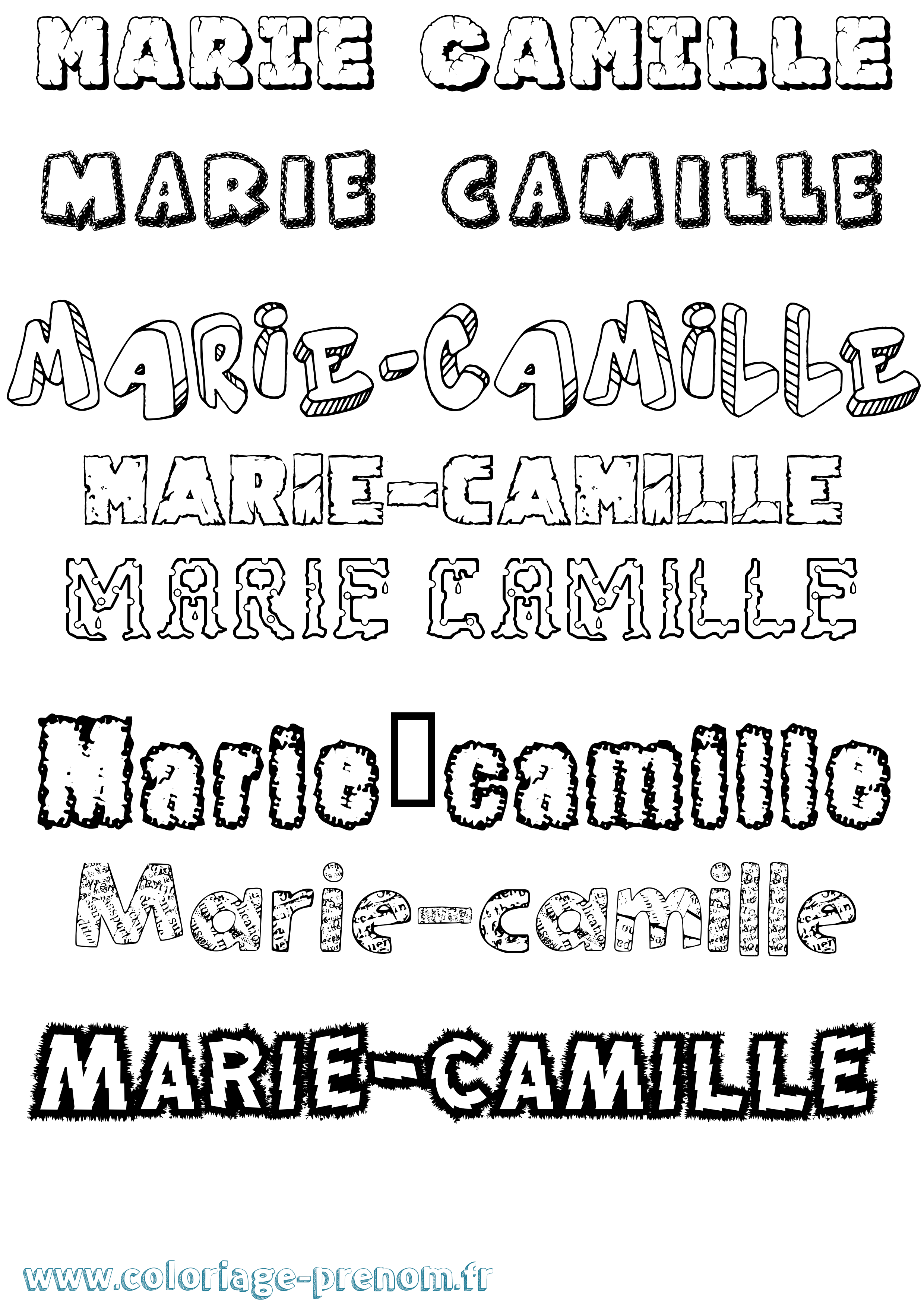 Coloriage Marie-Camille Destructuré Coloriage prénom Marie-Camille Destructuré
