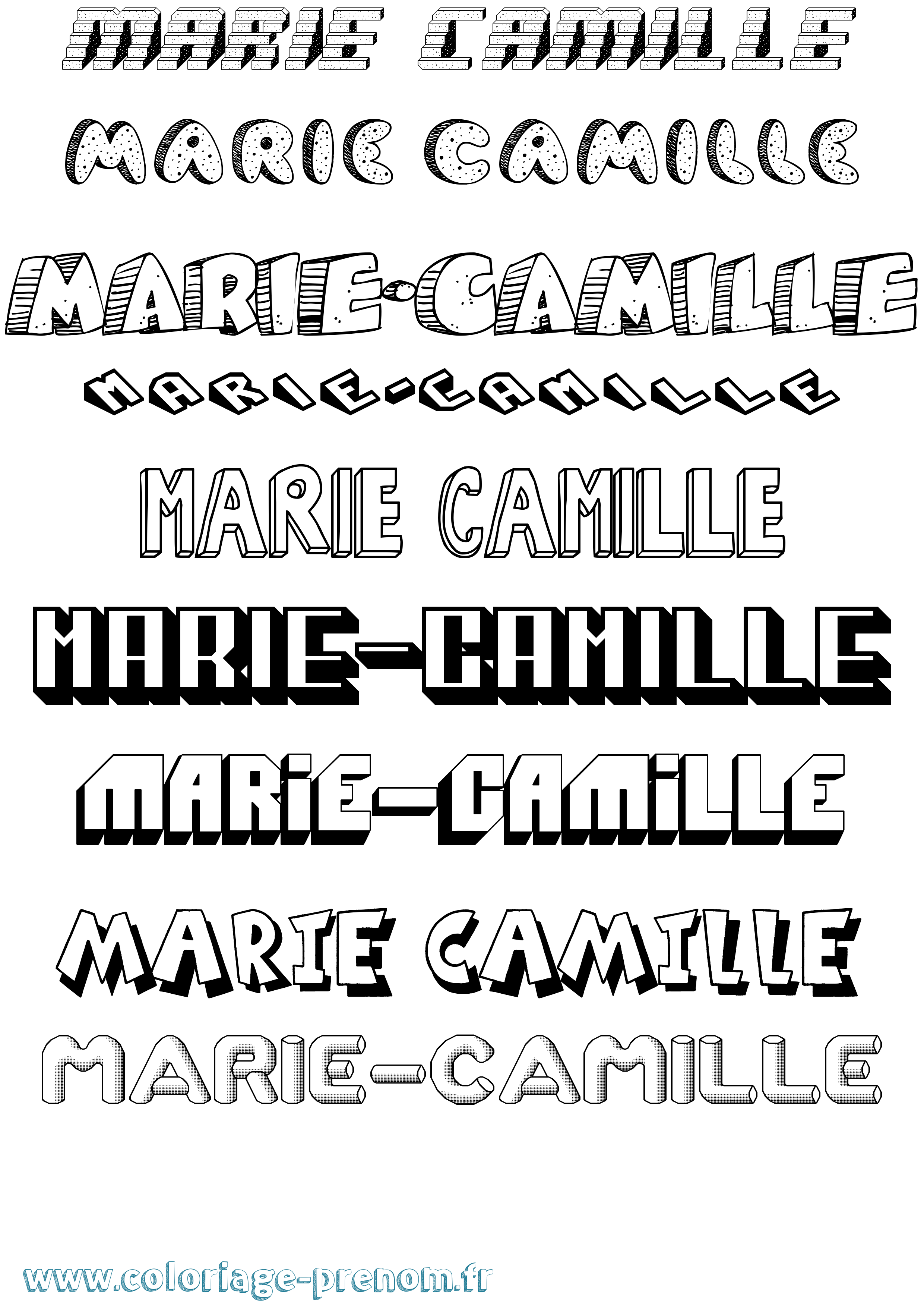 Coloriage Marie-Camille Effet 3D Coloriage prénom Marie-Camille Effet 3D