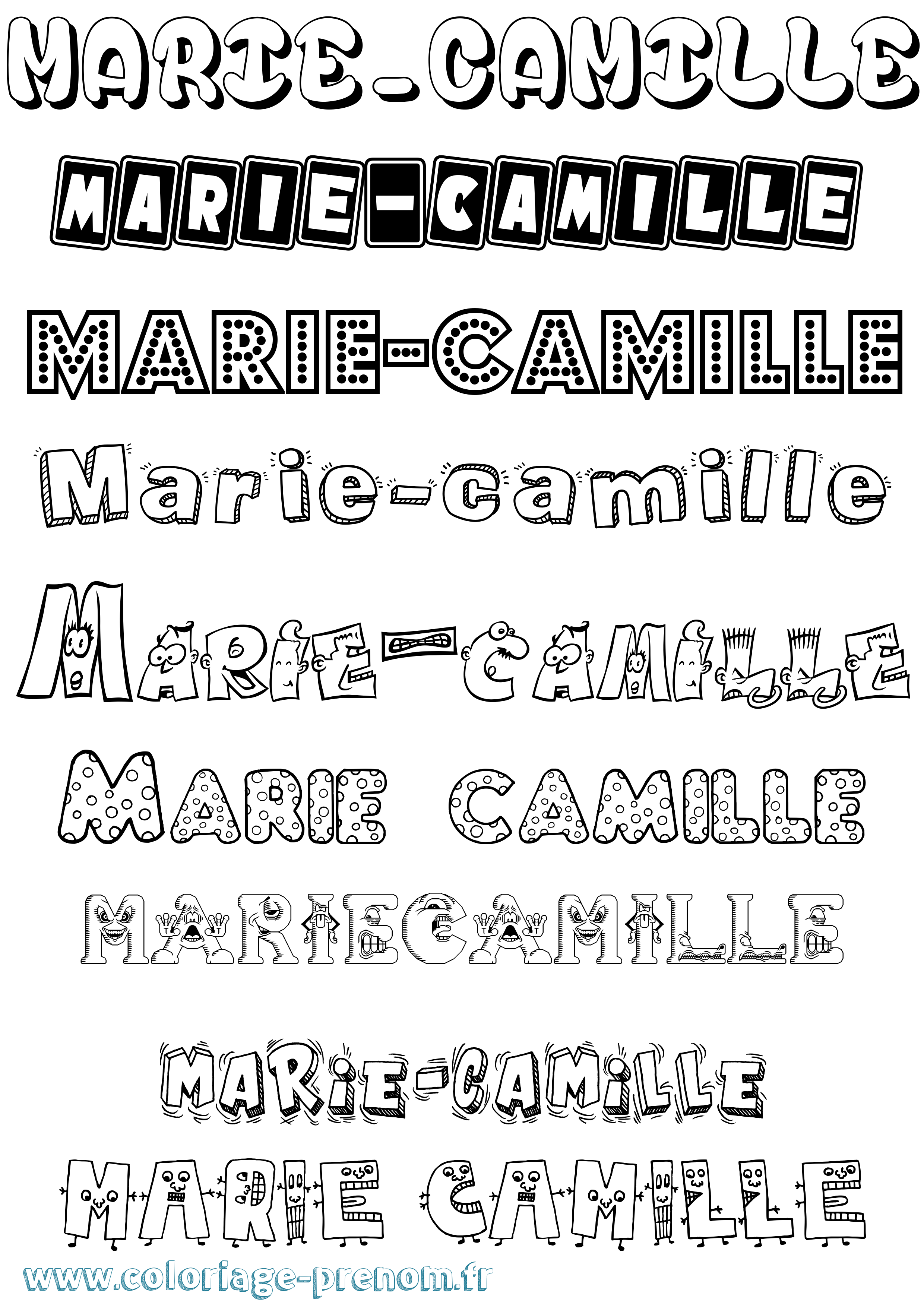 Coloriage Marie-Camille Fun Coloriage prénom Marie-Camille Fun