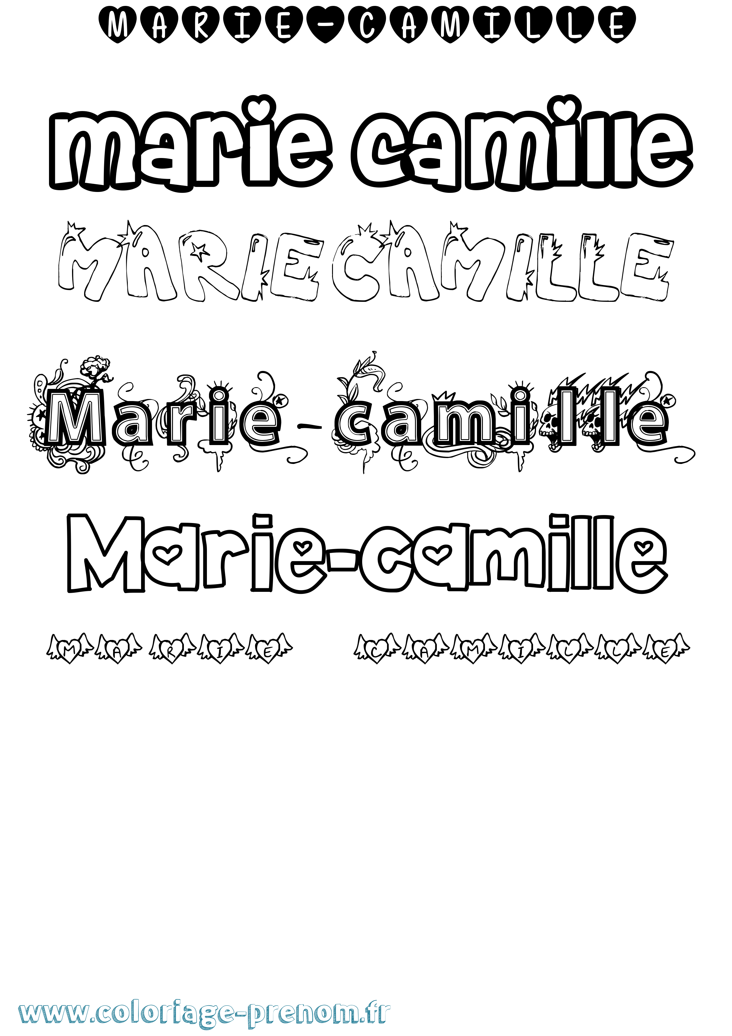 Coloriage Marie-Camille Girly Coloriage prénom Marie-Camille Girly