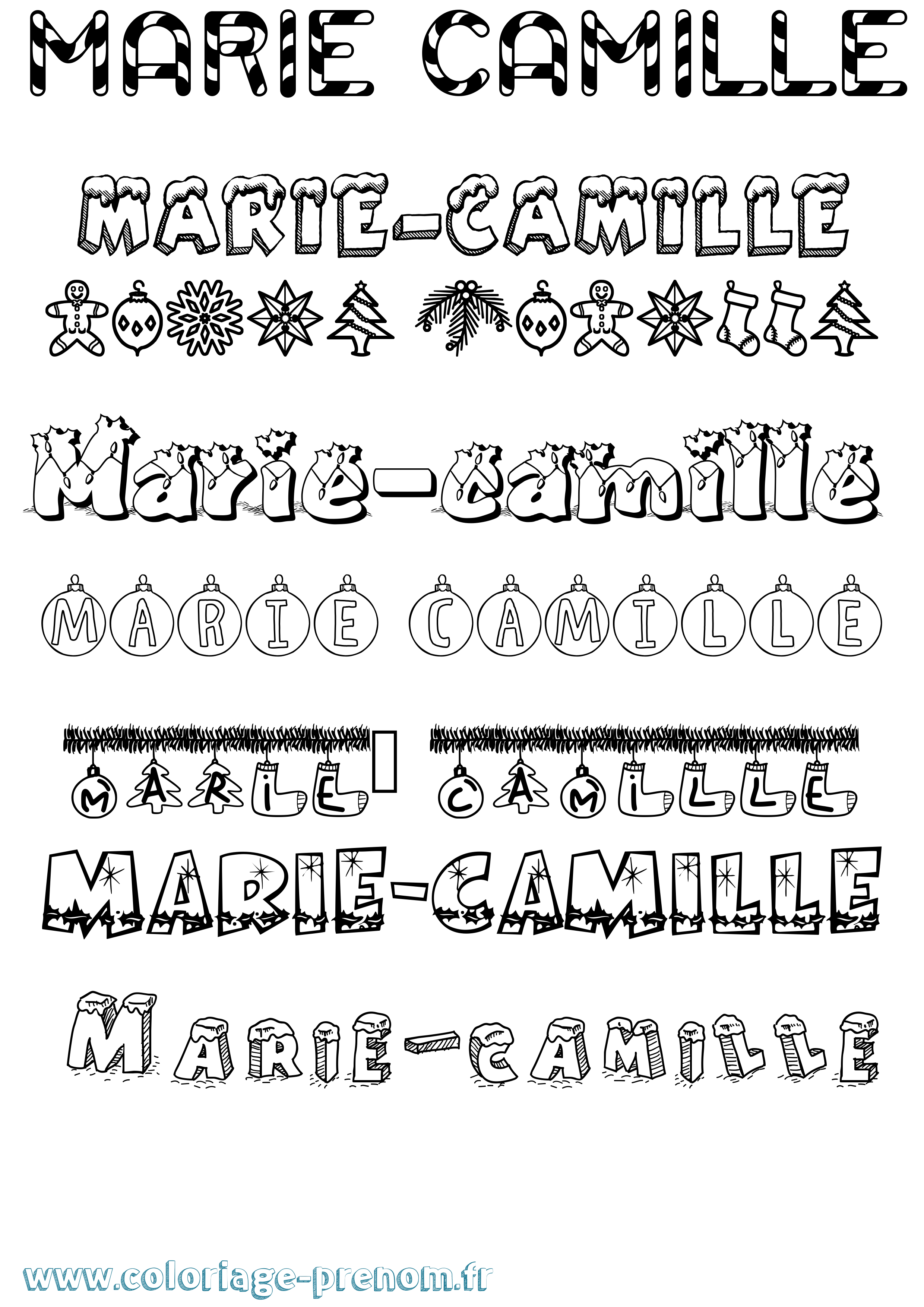 Coloriage Marie-Camille Noël Coloriage prénom Marie-Camille Noël