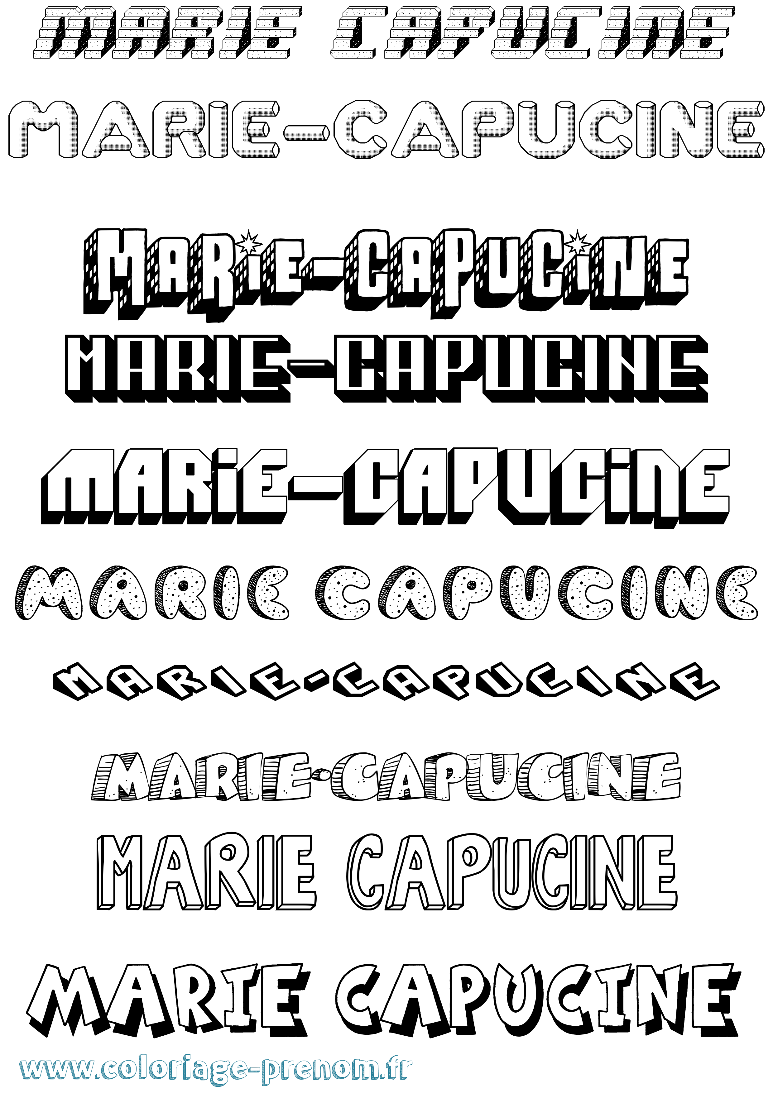 Coloriage Marie-Capucine Effet 3D Coloriage prénom Marie-Capucine Effet 3D