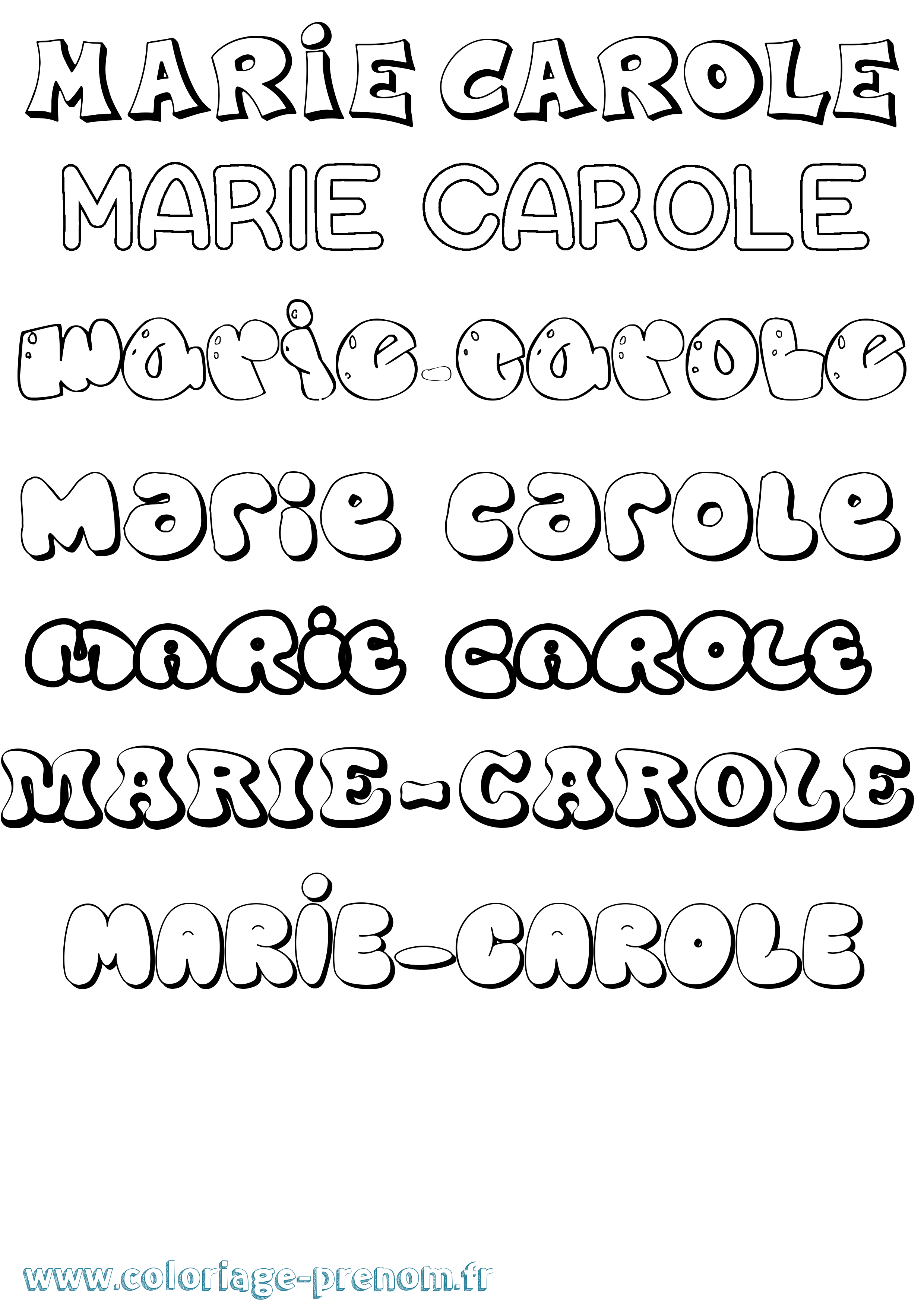 Coloriage Marie-Carole Bubble Coloriage prénom Marie-Carole Bubble