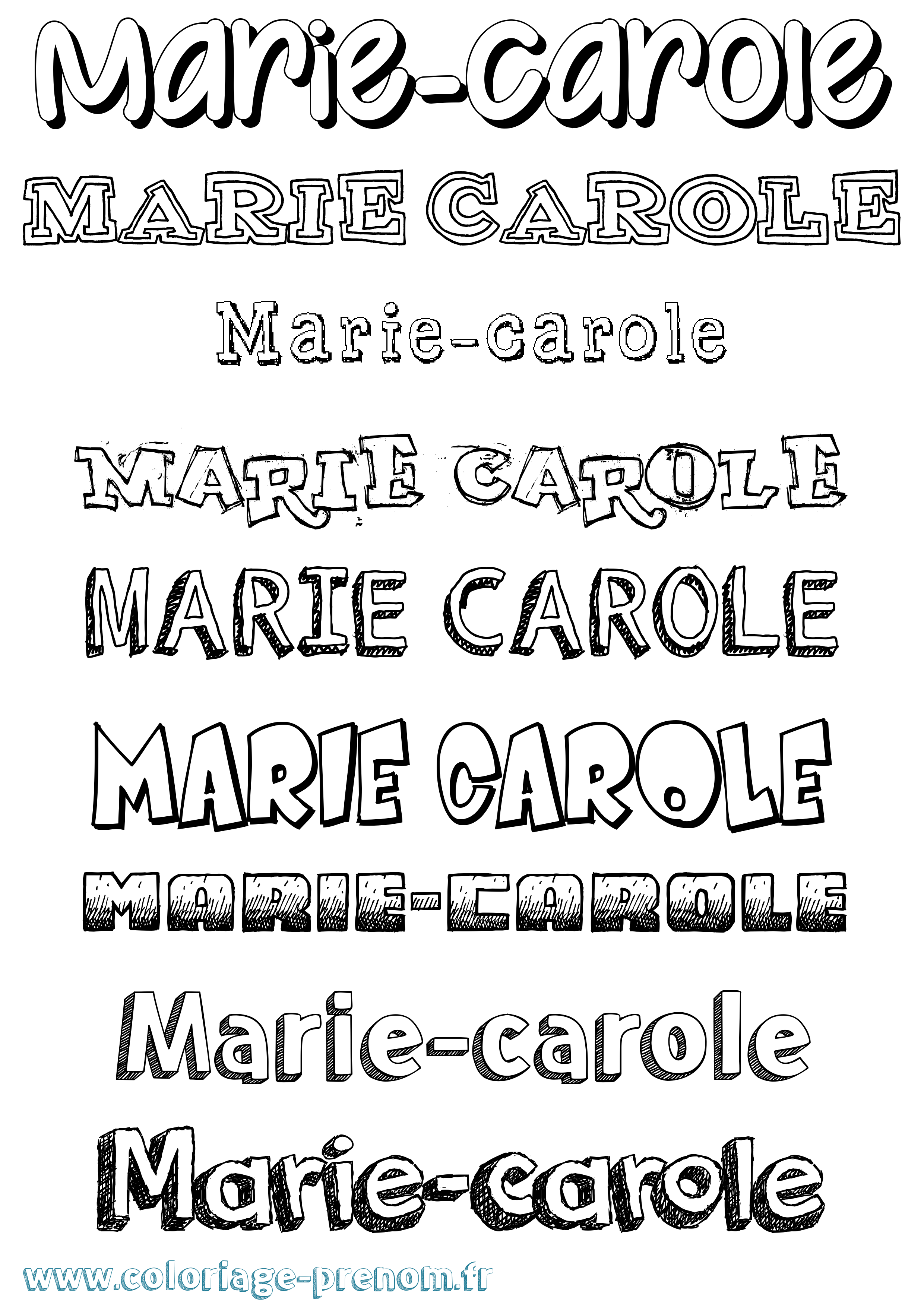 Coloriage Marie-Carole Dessiné Coloriage prénom Marie-Carole Dessiné