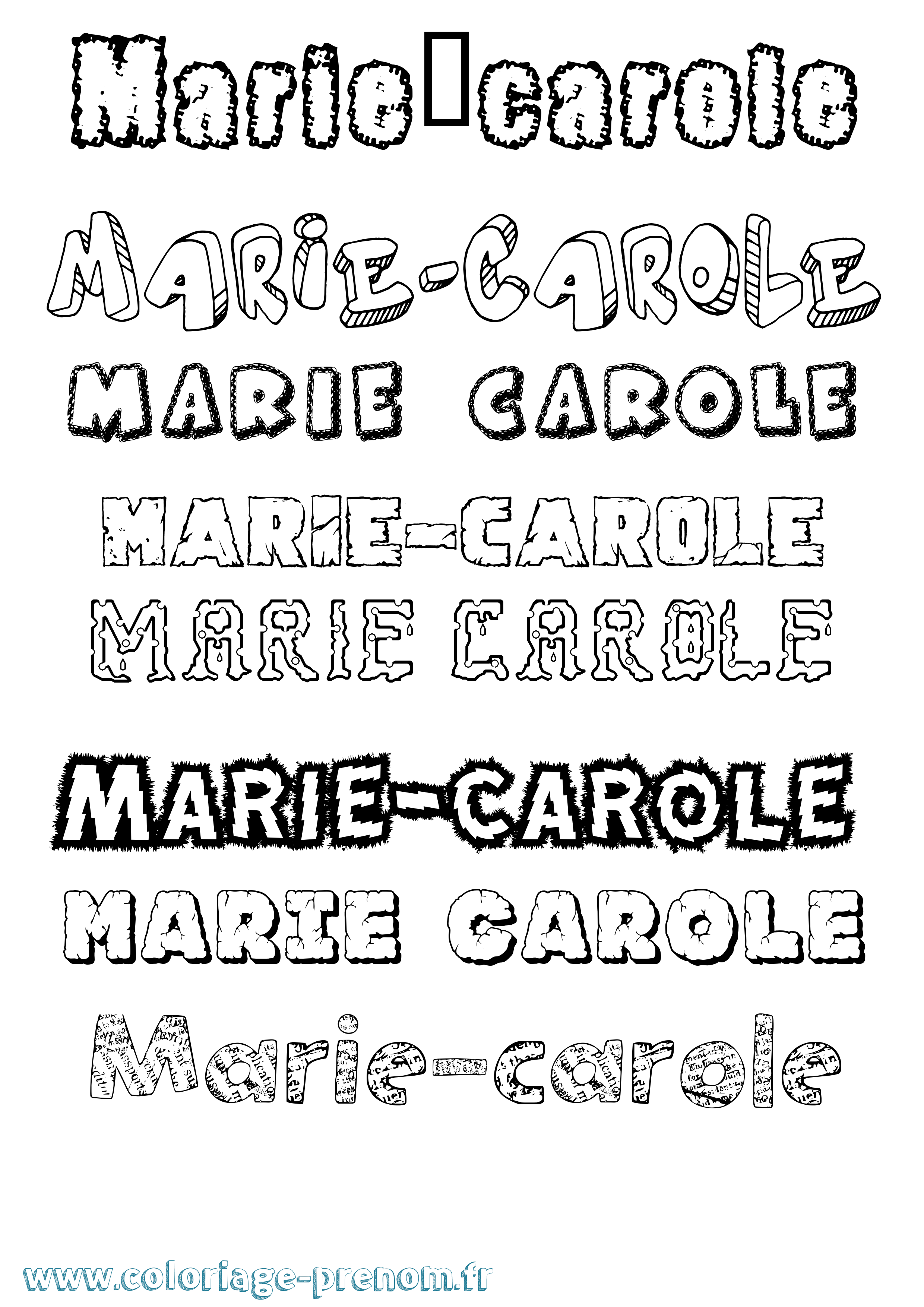 Coloriage Marie-Carole Destructuré Coloriage prénom Marie-Carole Destructuré