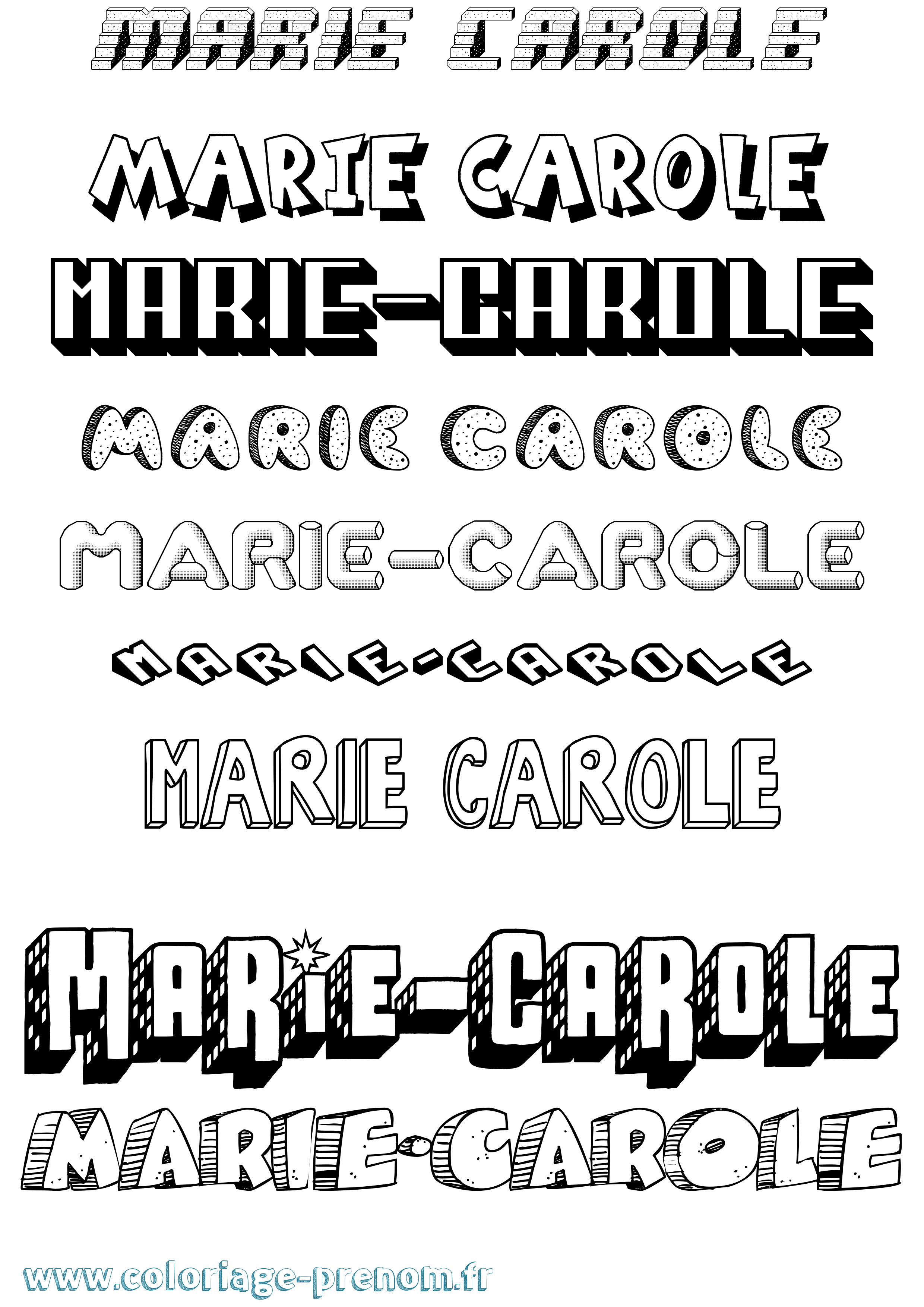 Coloriage Marie-Carole Effet 3D Coloriage prénom Marie-Carole Effet 3D