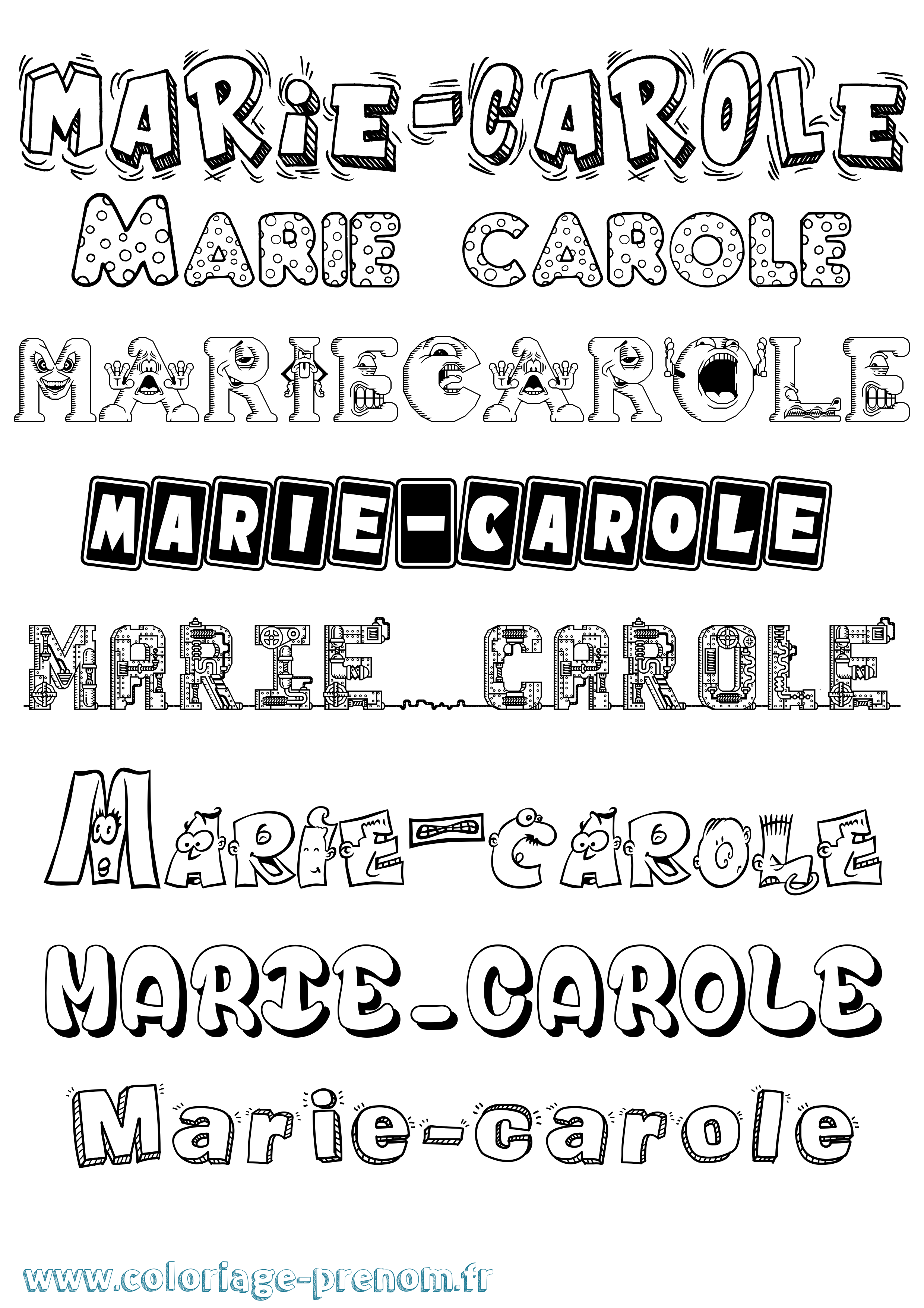 Coloriage Marie-Carole Fun Coloriage prénom Marie-Carole Fun