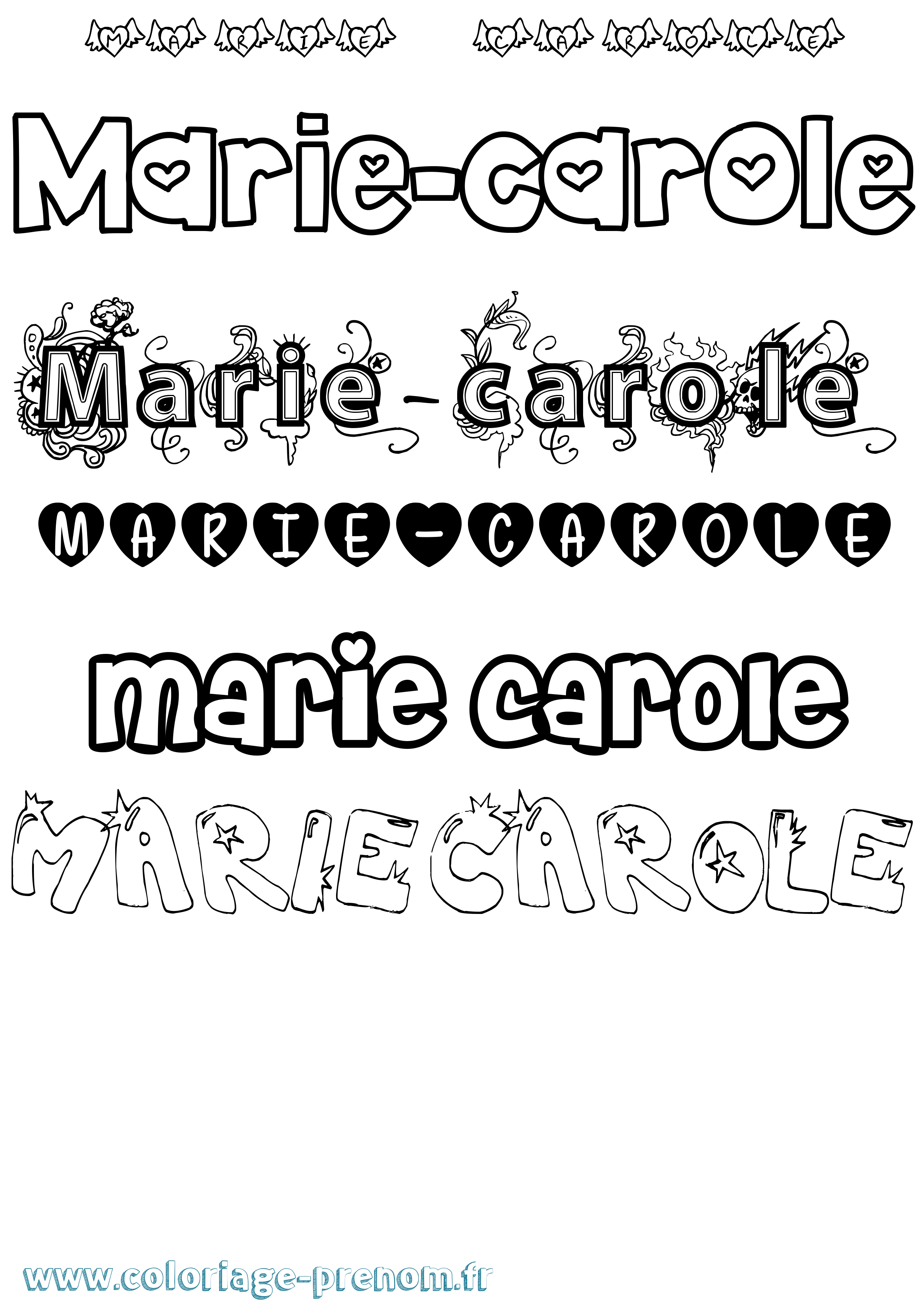 Coloriage Marie-Carole Girly Coloriage prénom Marie-Carole Girly