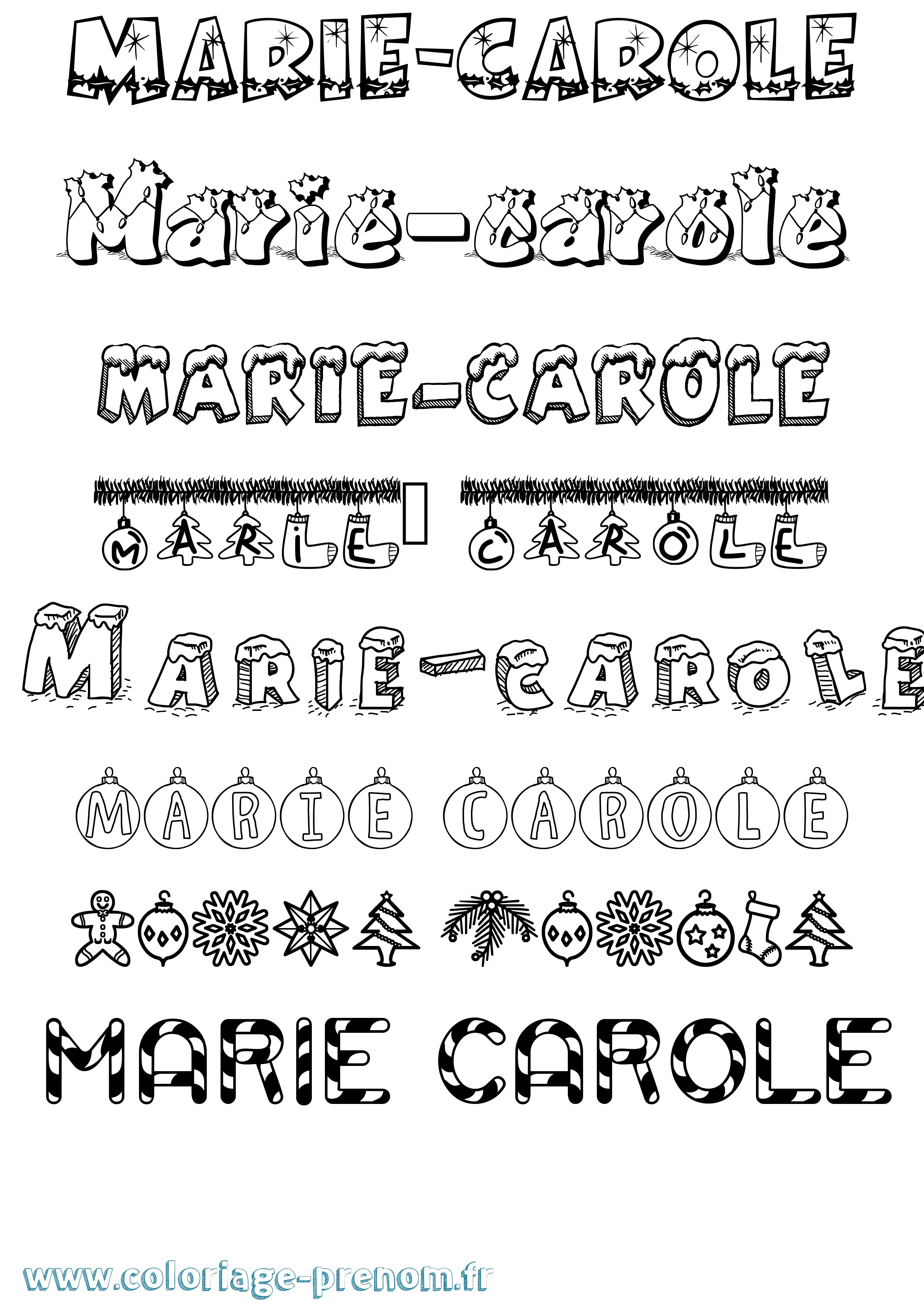 Coloriage Marie-Carole Noël Coloriage prénom Marie-Carole Noël