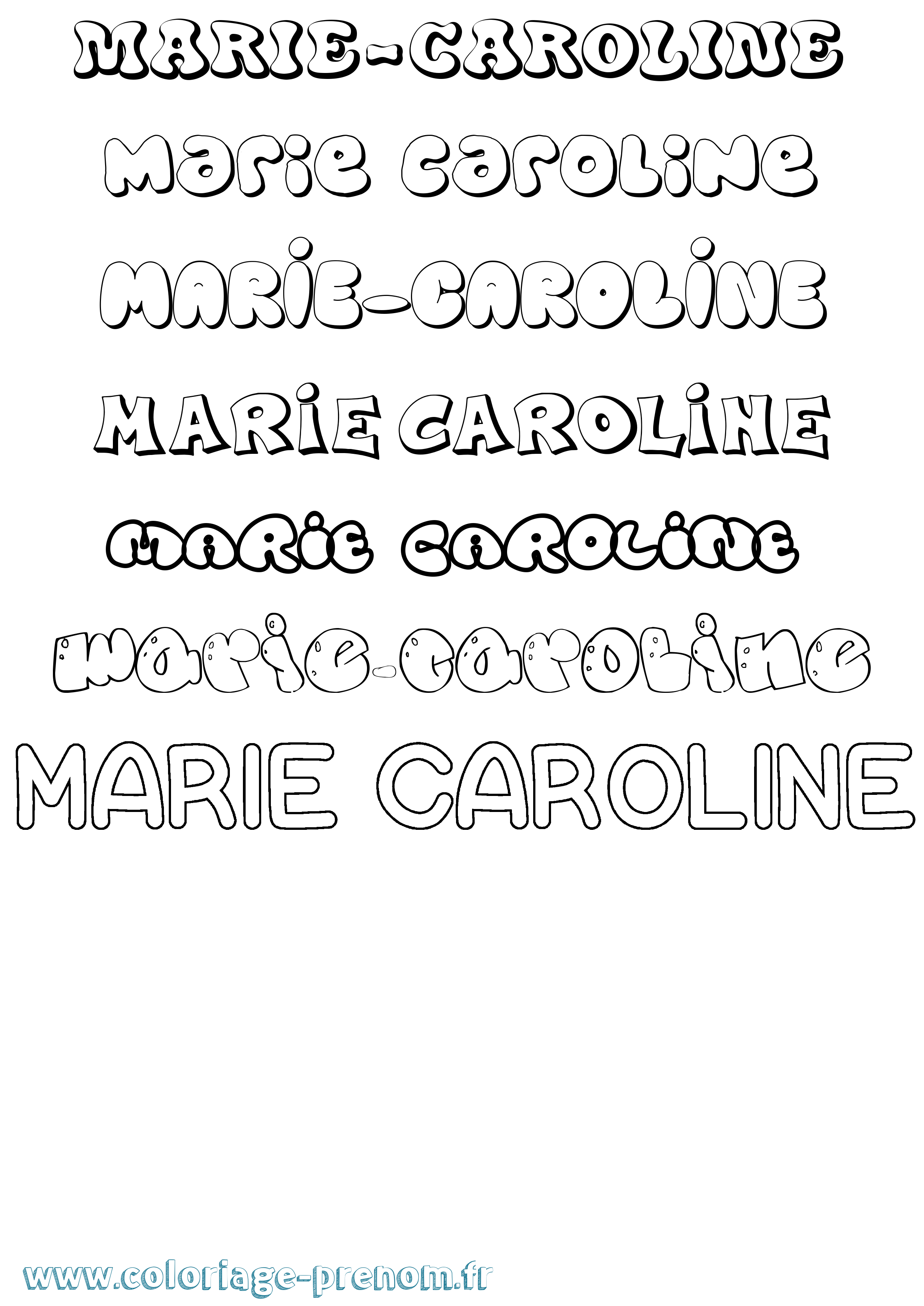Coloriage Marie-Caroline Bubble Coloriage prénom Marie-Caroline Bubble