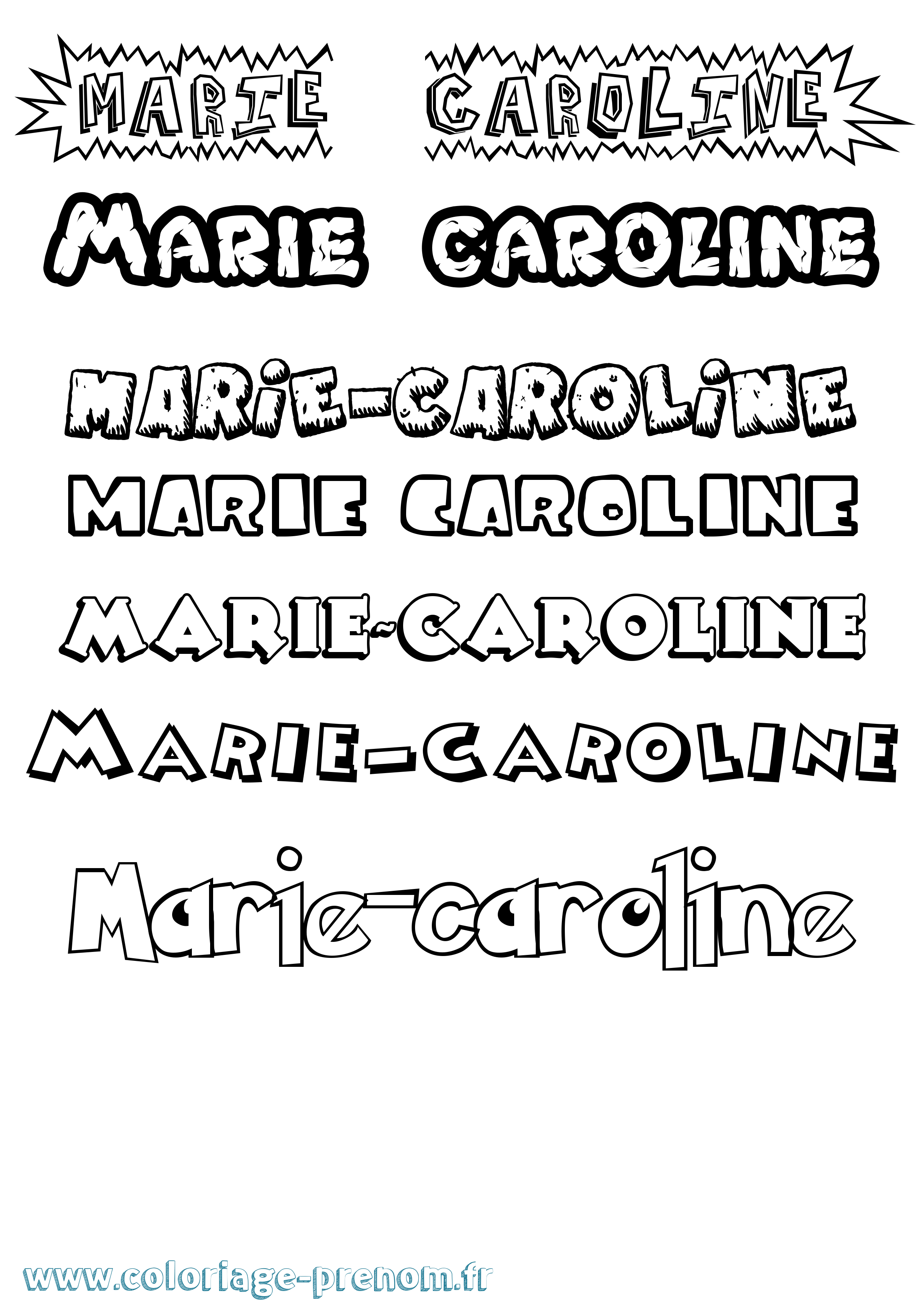Coloriage Marie-Caroline Dessin Animé Coloriage prénom Marie-Caroline Dessin Animé