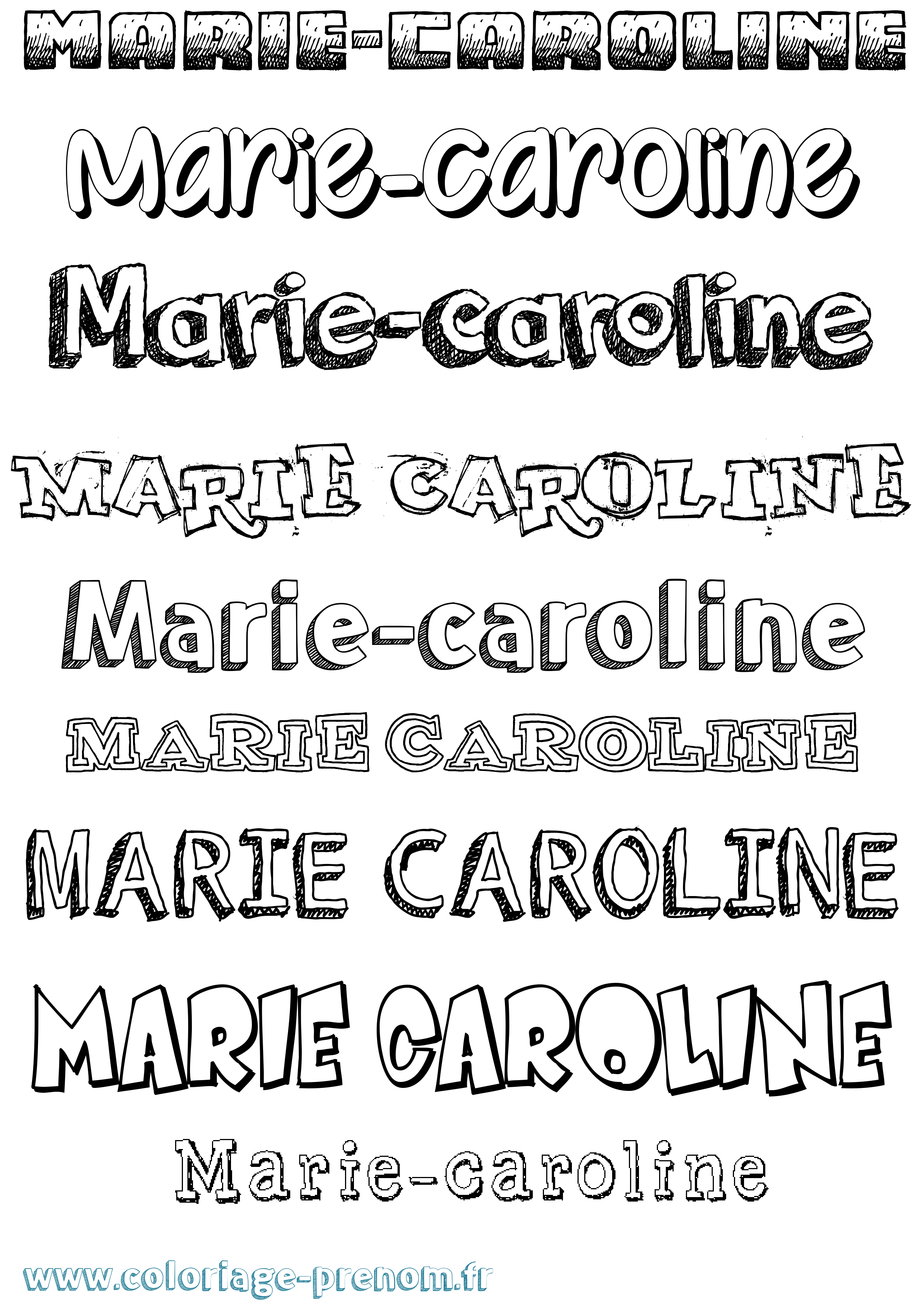 Coloriage Marie-Caroline Dessiné Coloriage prénom Marie-Caroline Dessiné