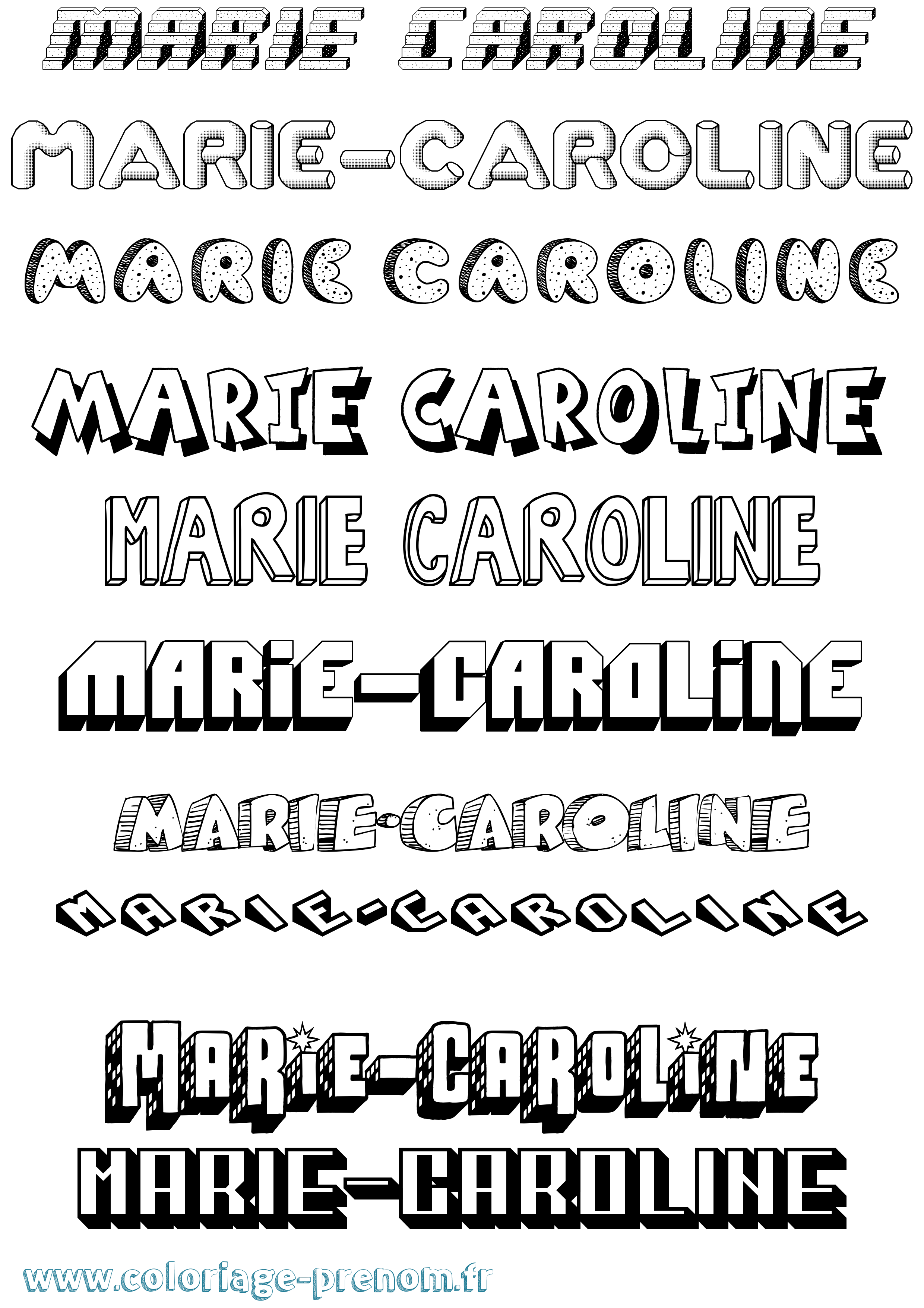 Coloriage Marie-Caroline Effet 3D Coloriage prénom Marie-Caroline Effet 3D