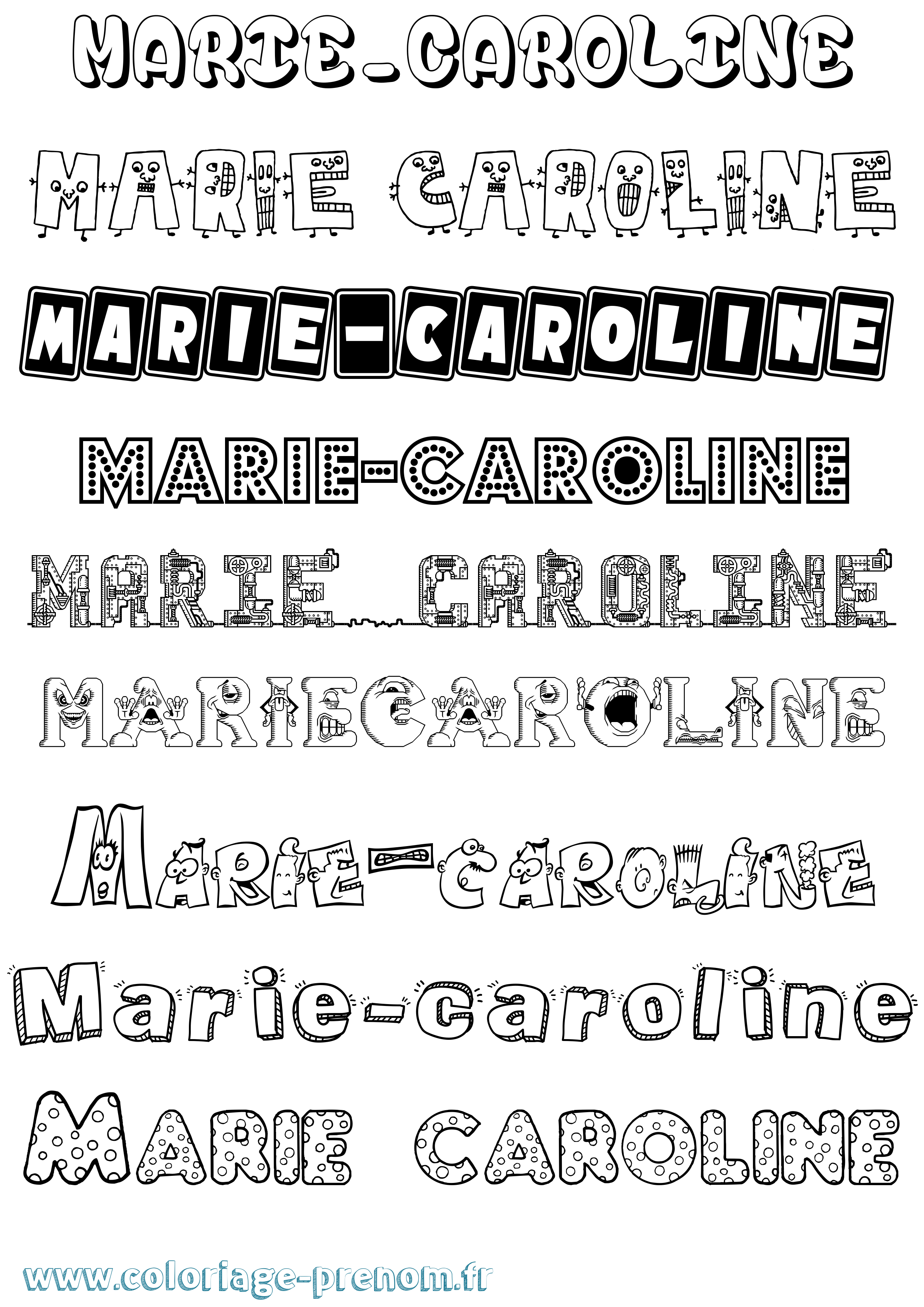 Coloriage Marie-Caroline Fun Coloriage prénom Marie-Caroline Fun