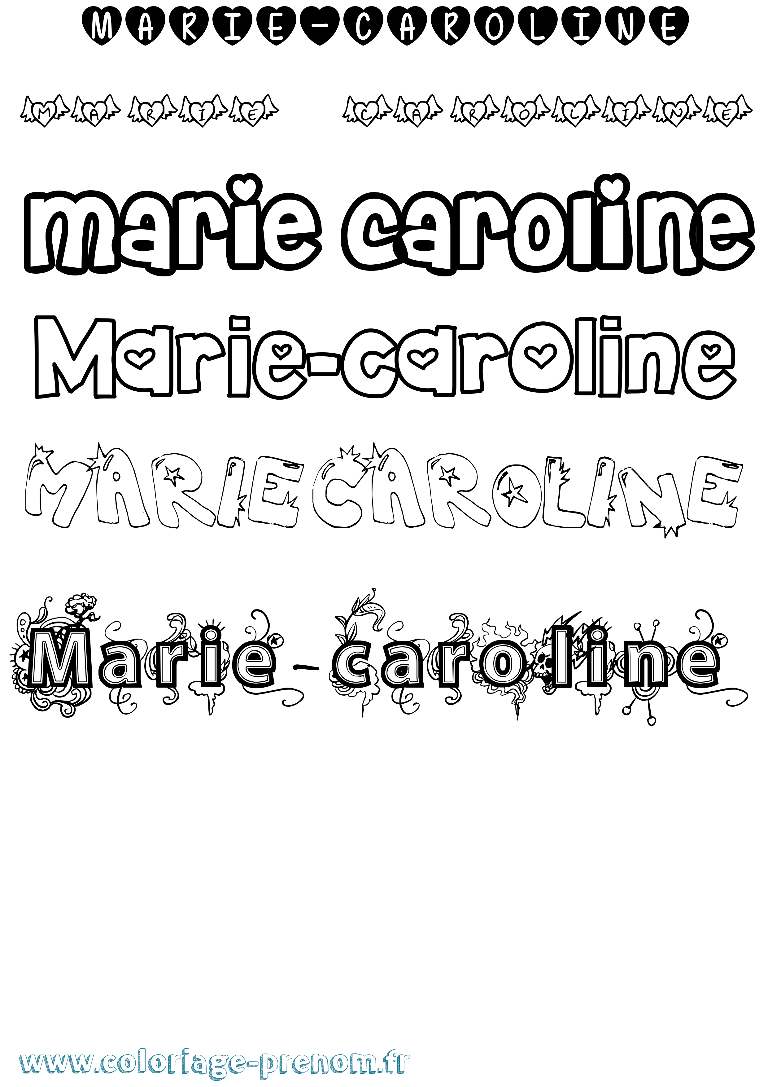 Coloriage Marie-Caroline Girly Coloriage prénom Marie-Caroline Girly