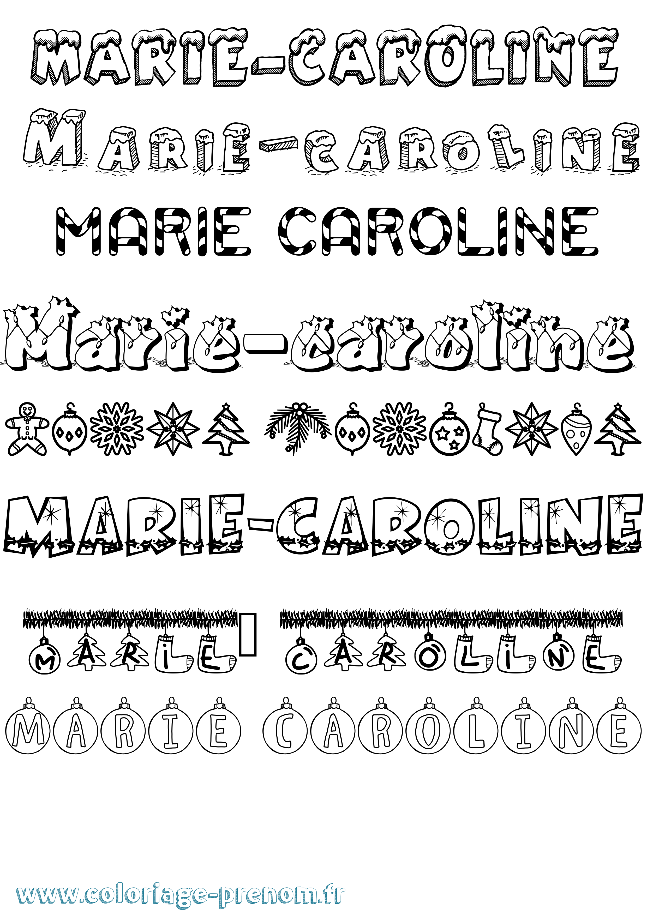 Coloriage Marie-Caroline Noël Coloriage prénom Marie-Caroline Noël