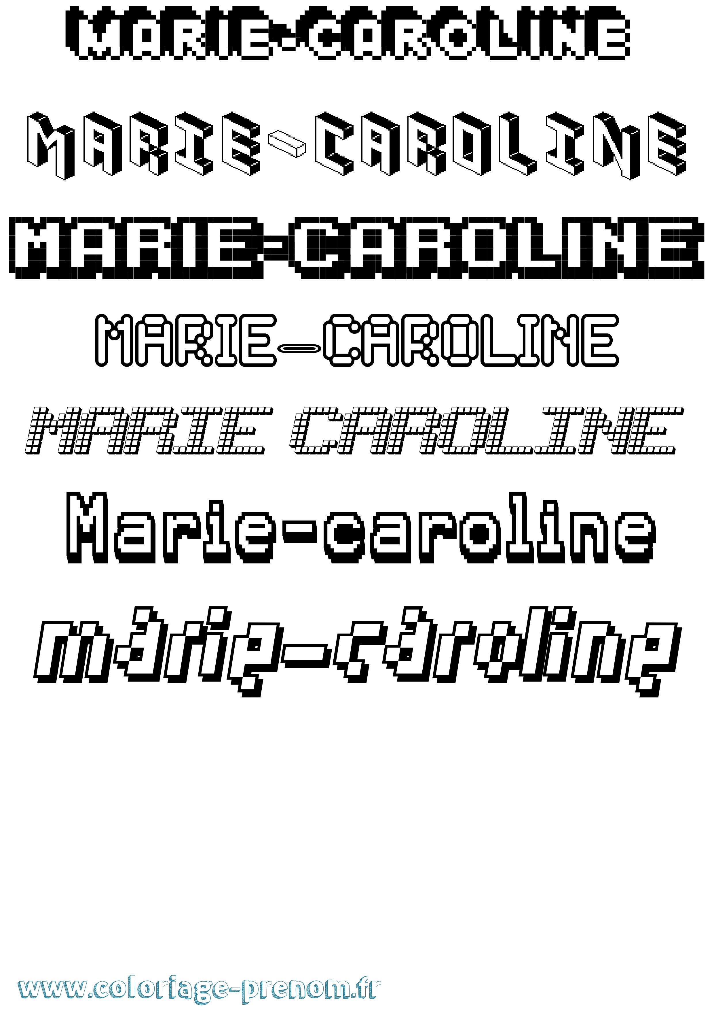 Coloriage Marie-Caroline Pixel Coloriage prénom Marie-Caroline Pixel