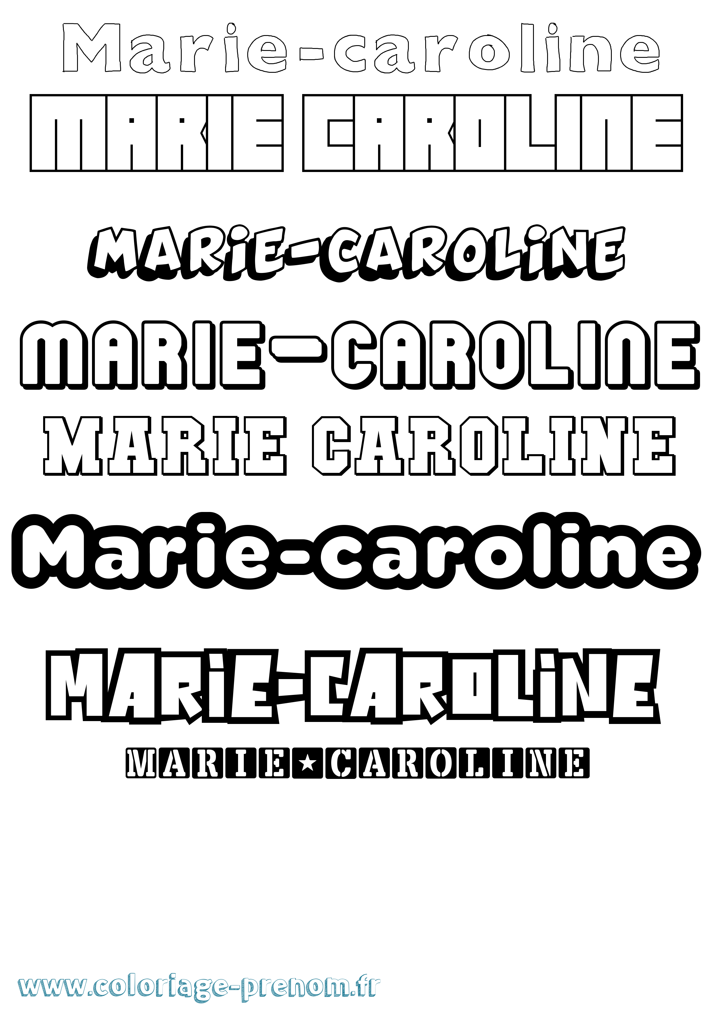 Coloriage Marie-Caroline Simple Coloriage prénom Marie-Caroline Simple