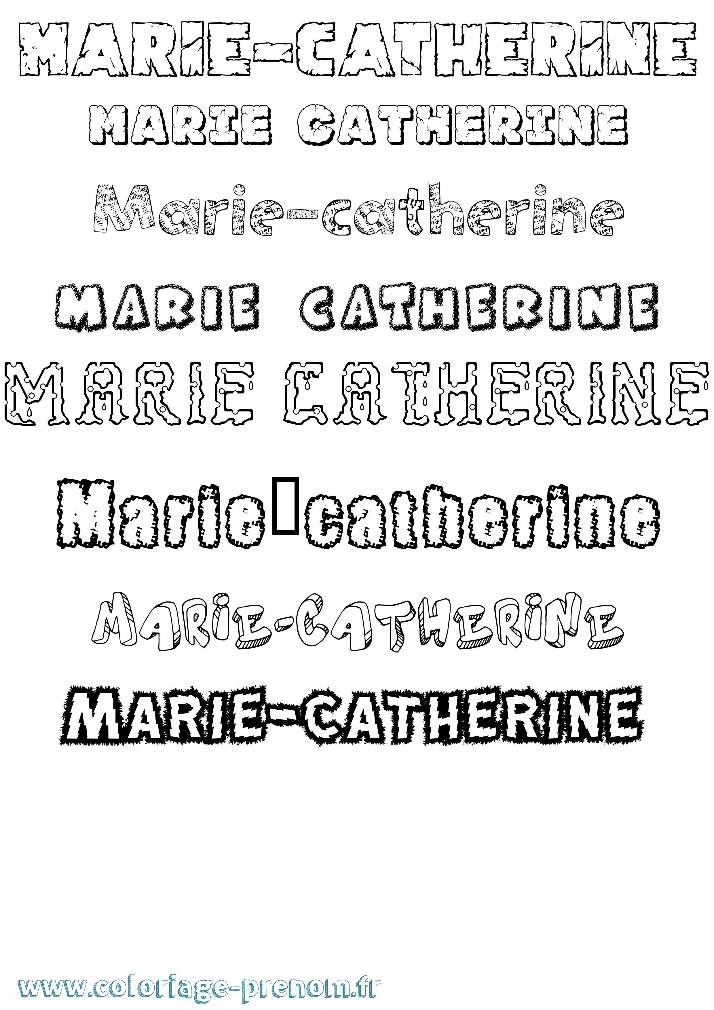 Coloriage Marie-Catherine Destructuré Coloriage prénom Marie-Catherine Destructuré