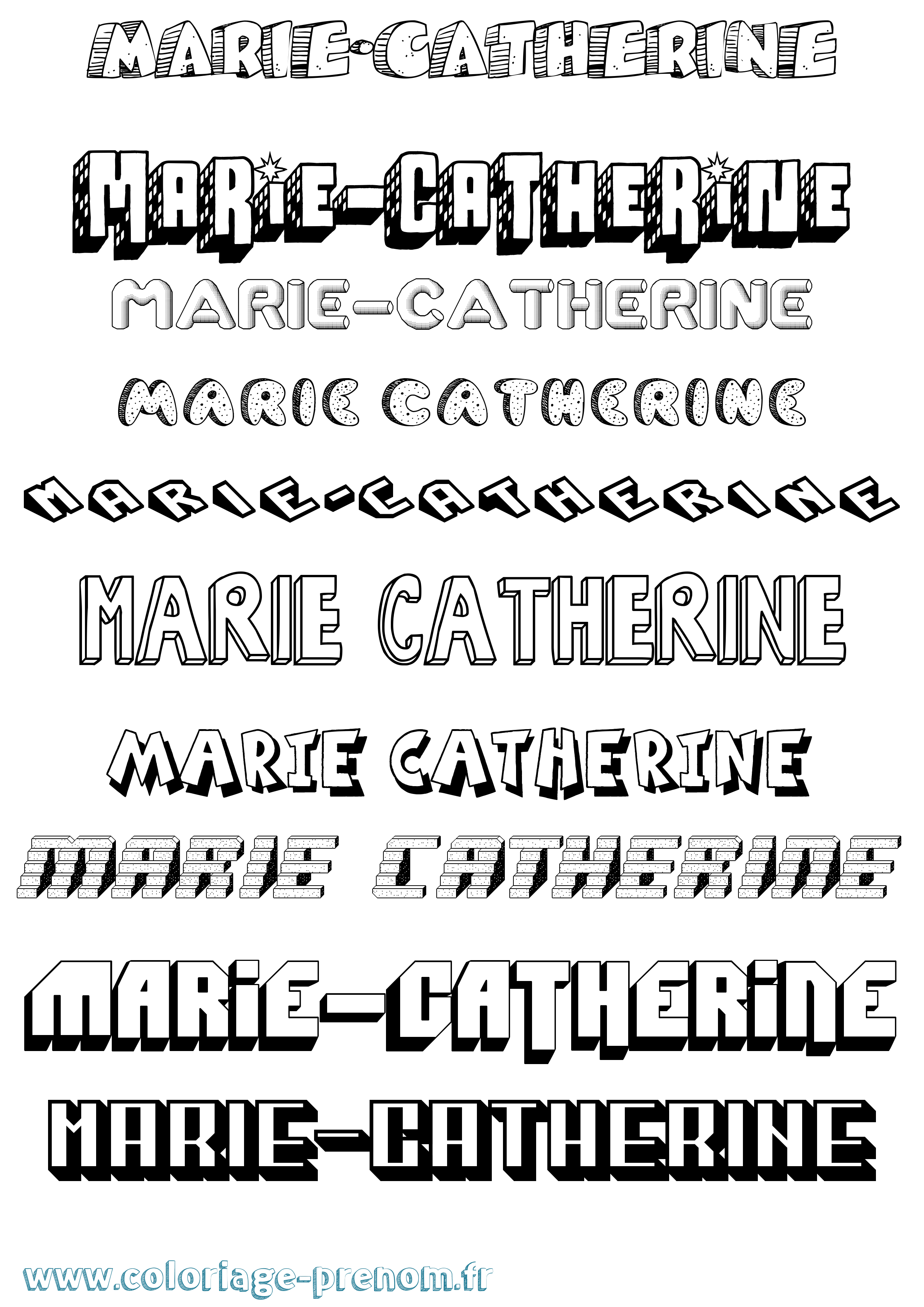 Coloriage Marie-Catherine Effet 3D Coloriage prénom Marie-Catherine Effet 3D