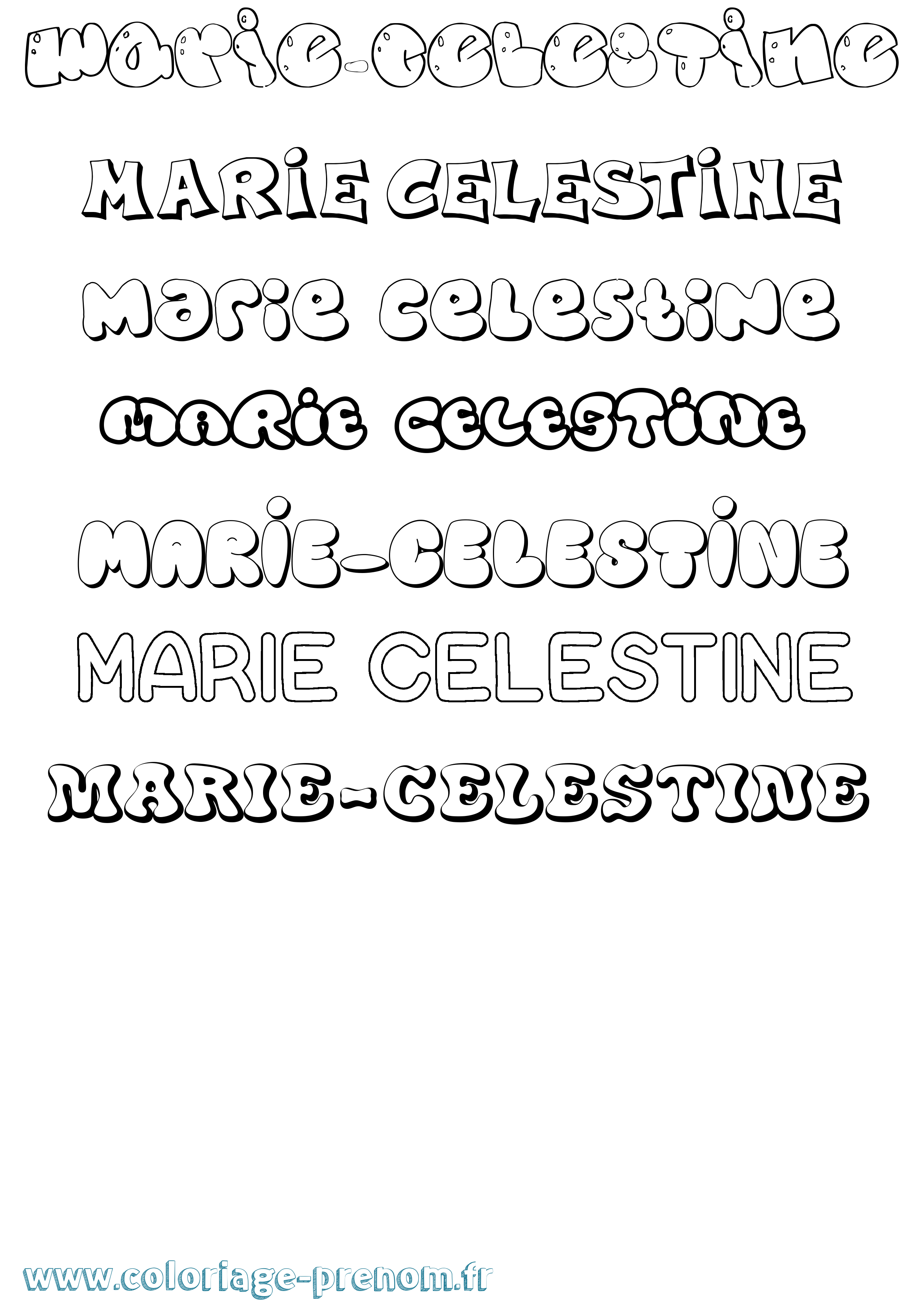 Coloriage Marie-Celestine Bubble Coloriage prénom Marie-Celestine Bubble