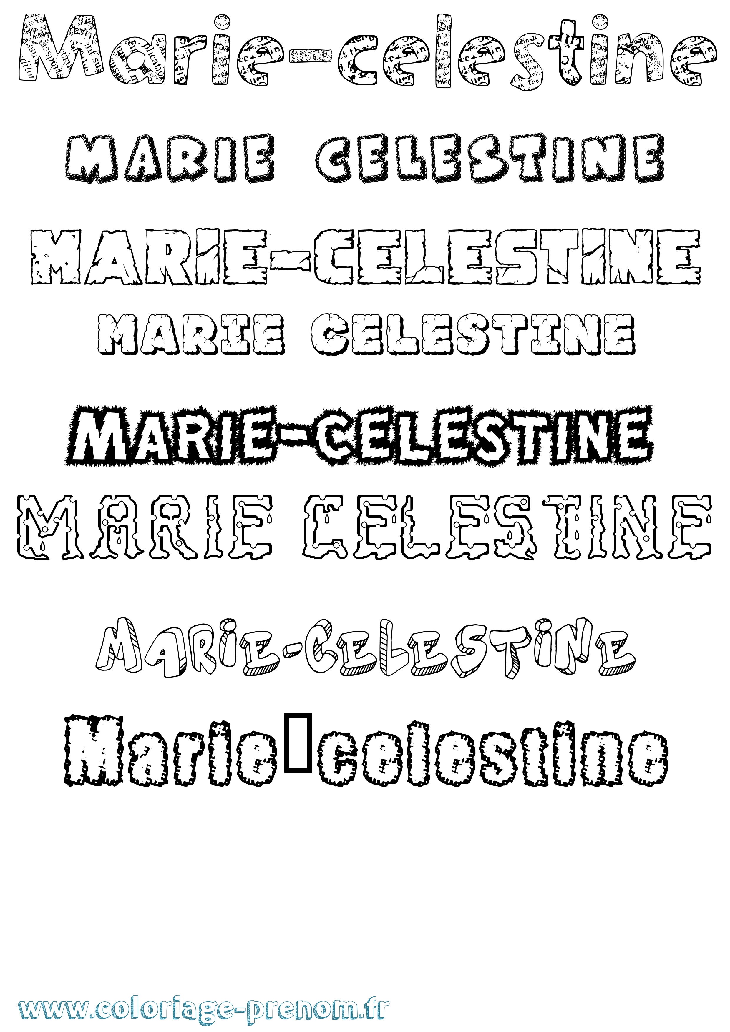 Coloriage Marie-Celestine Destructuré Coloriage prénom Marie-Celestine Destructuré