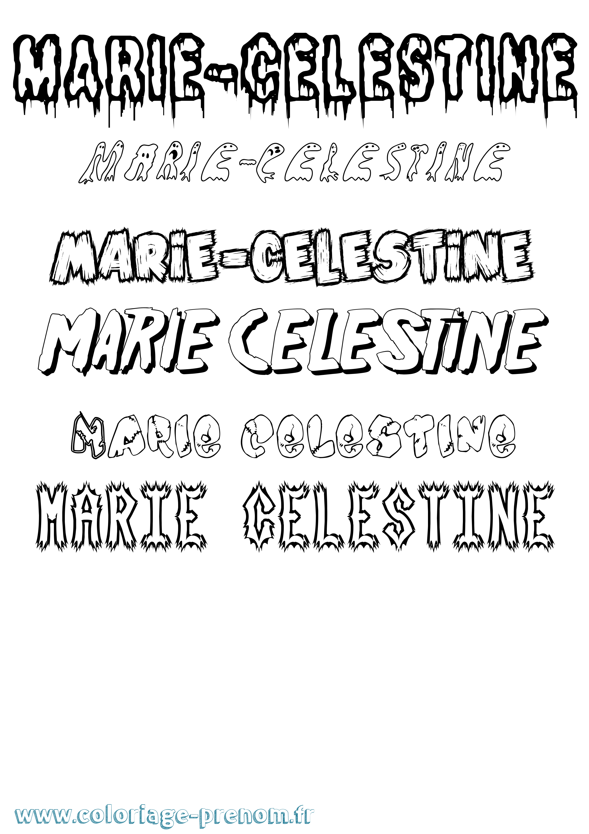 Coloriage Marie-Celestine Frisson Coloriage prénom Marie-Celestine Frisson